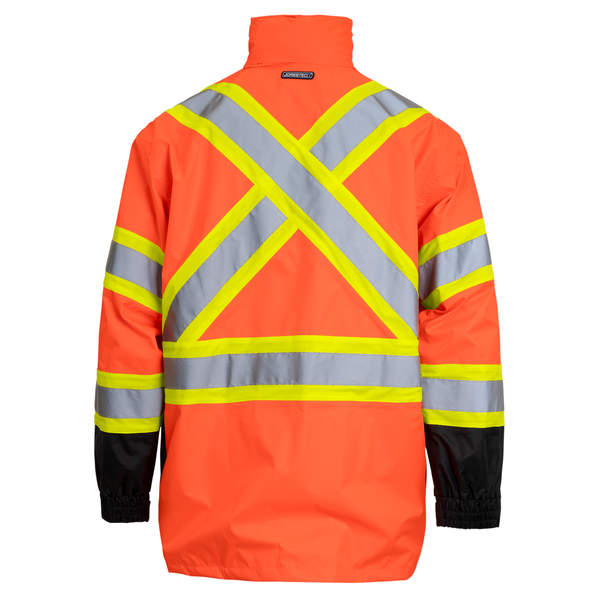 Hi Vis Two Tone Safety Rain Jacket With X Reflective Stripes