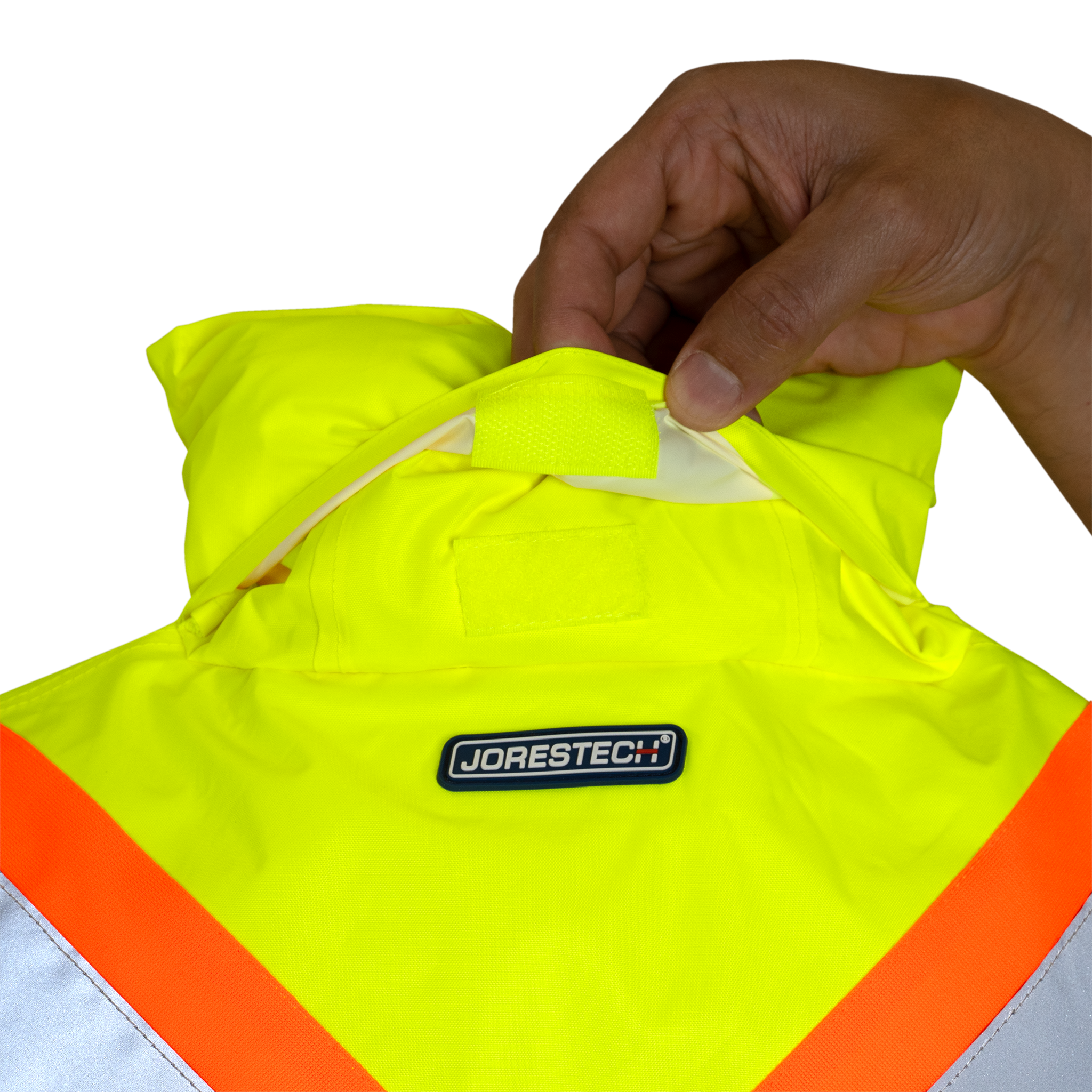 Hi Vis Two Tone Safety Rain Jacket With X Reflective Stripes