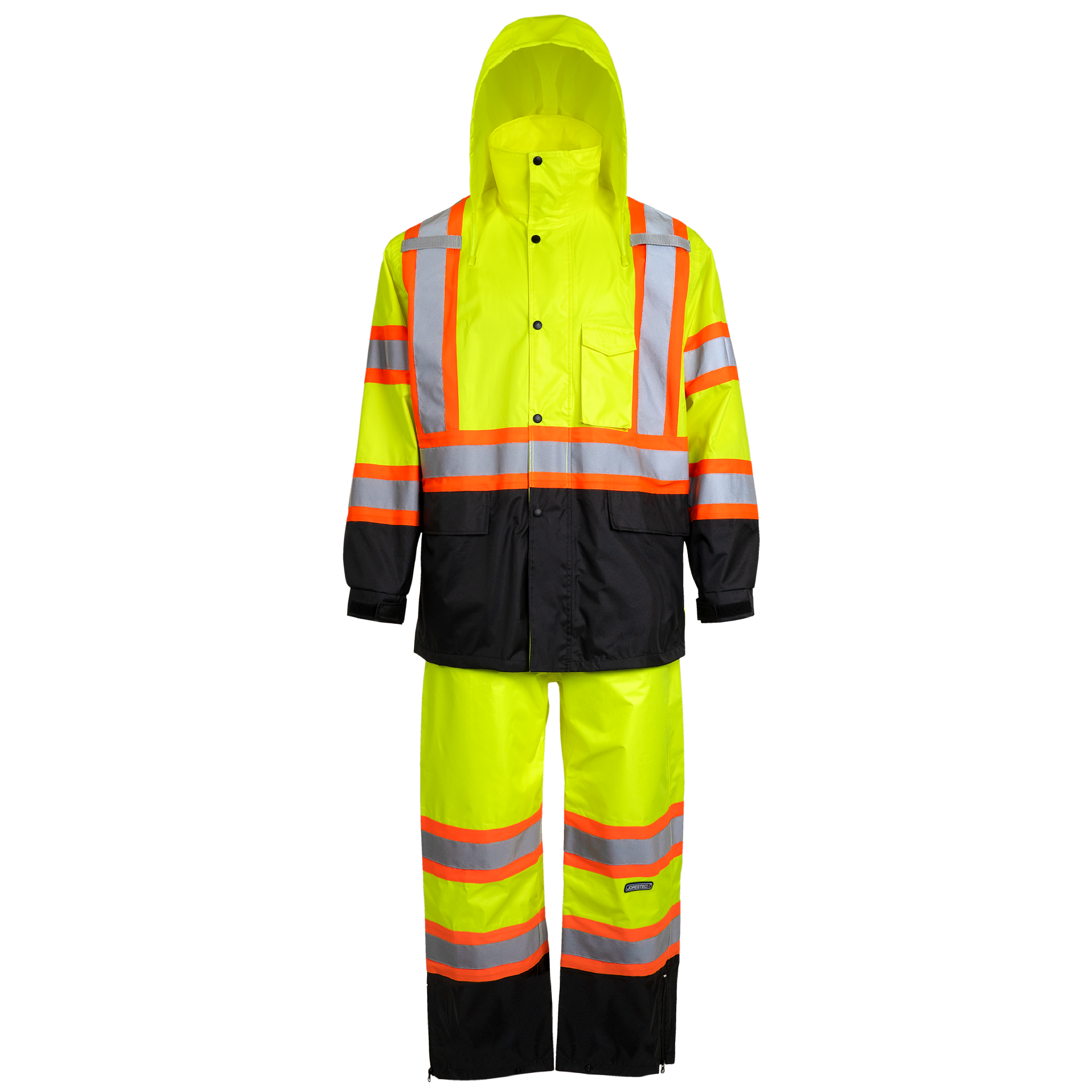 Hi-Vis Two Tone Rain Set with X Reflective Strips On Back