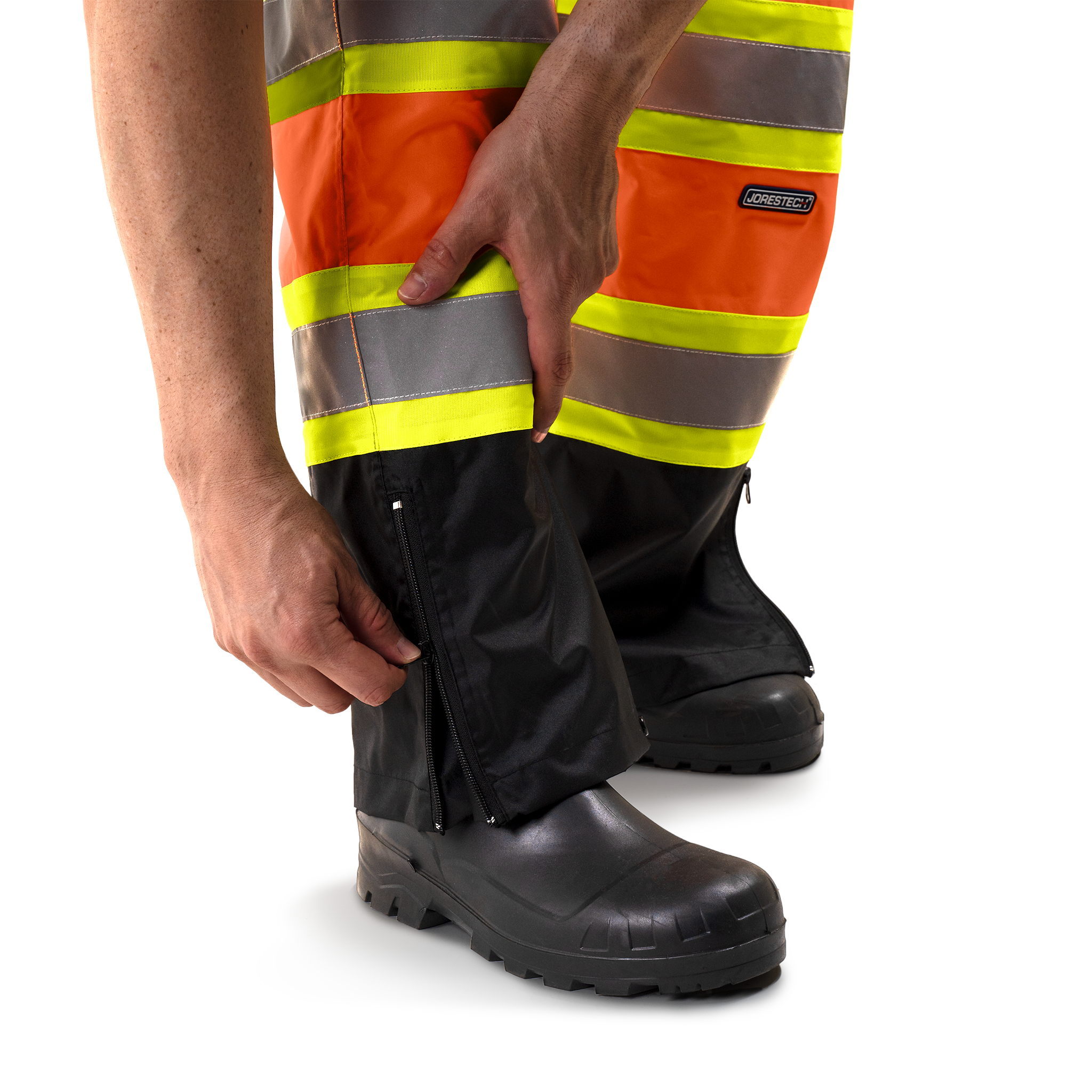 Hi-Vis Two Tone Orange/Black Rain Pants with Reflective Strips