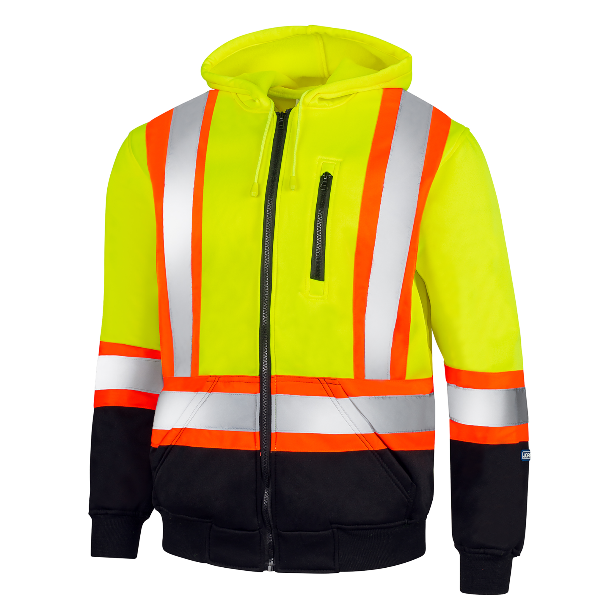 Hi-Vis Two Tone Yellow/Black Safety Hooded Sweatshirt with Reflective Stripes