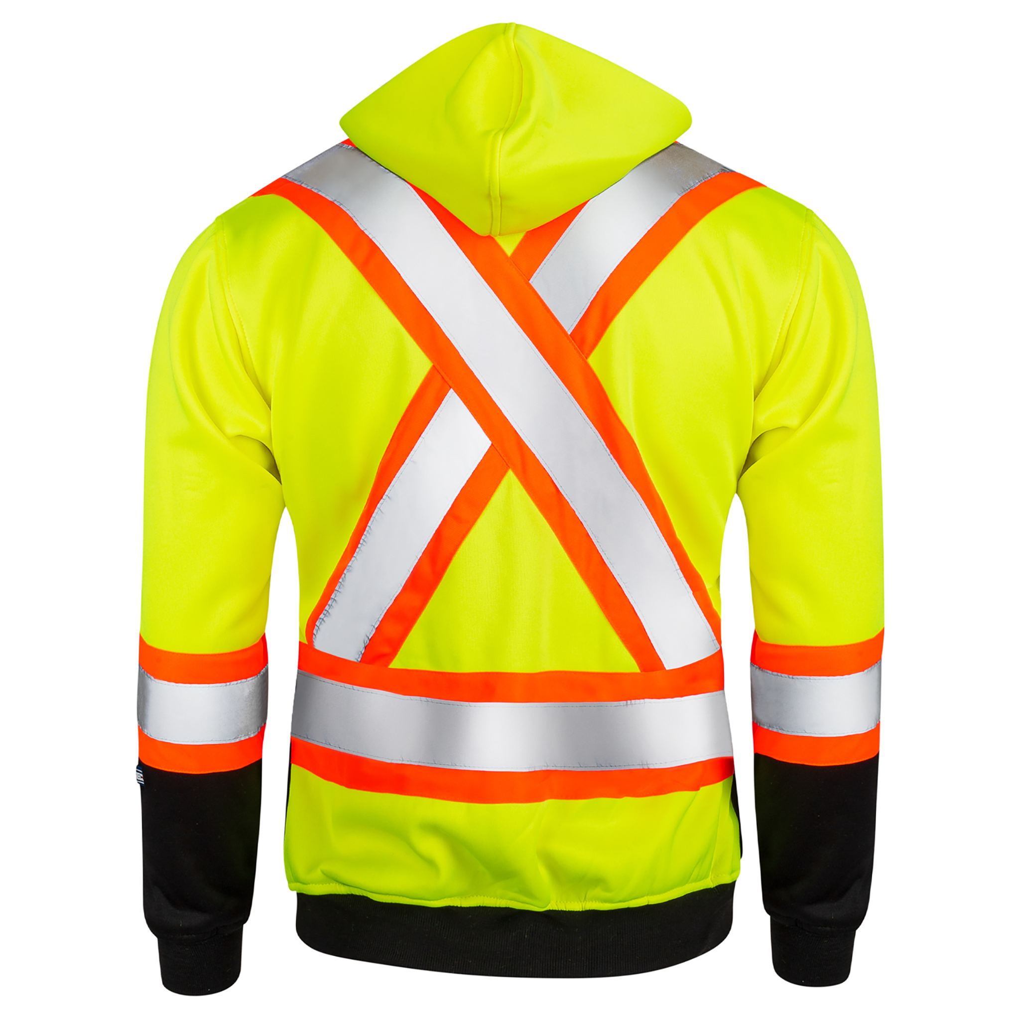 Hi-Vis Two Tone Yellow/Black Safety Hooded Sweatshirt with Reflective Stripes