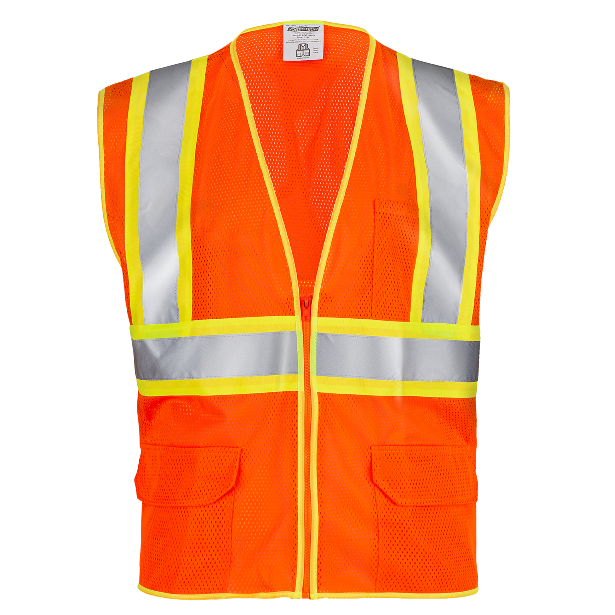 Hi-Vis Two Toned Mesh Safety Vest with 2” Reflective Strips and Pockets