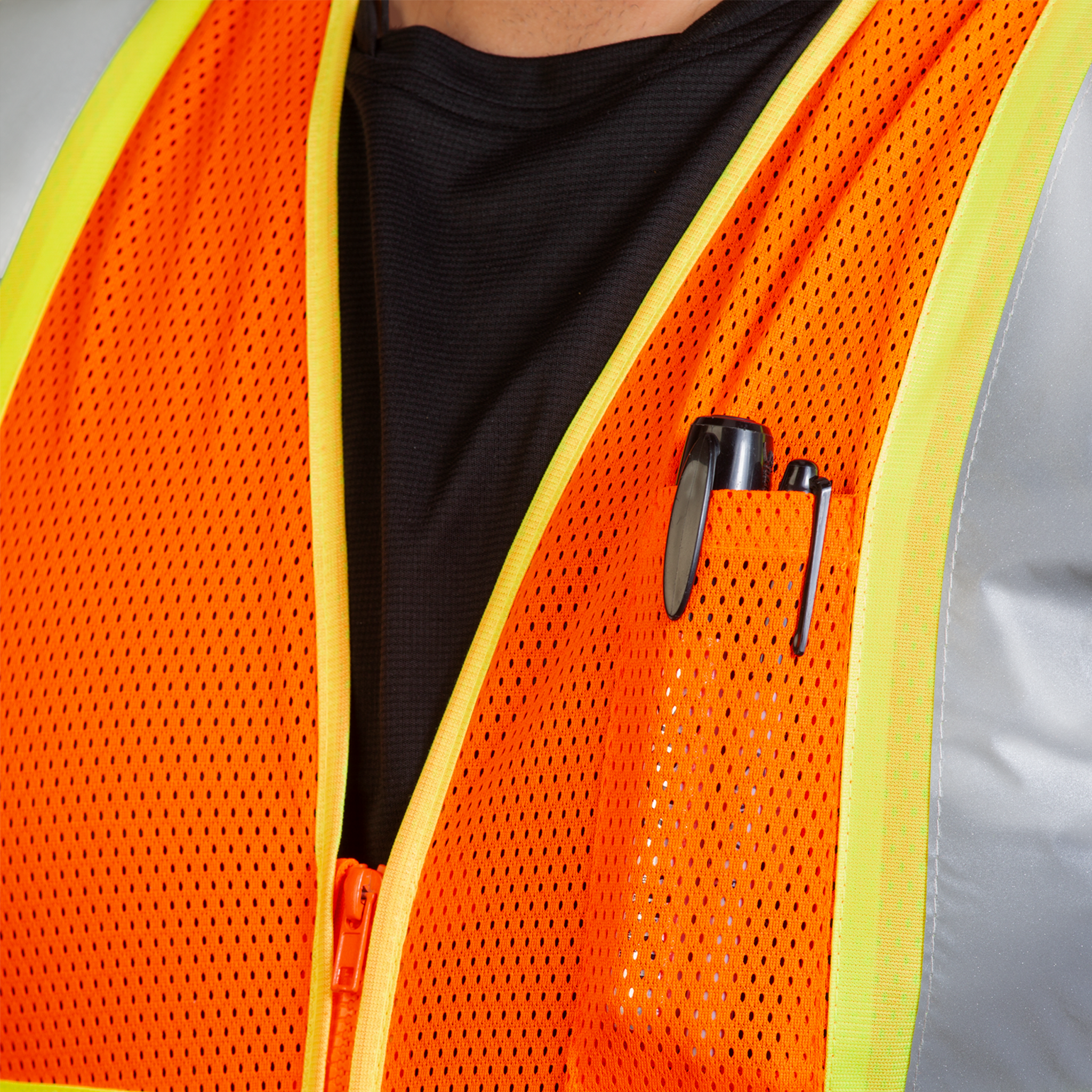 Hi-Vis Two Toned Mesh Safety Vest with 2” Reflective Strips and Pockets
