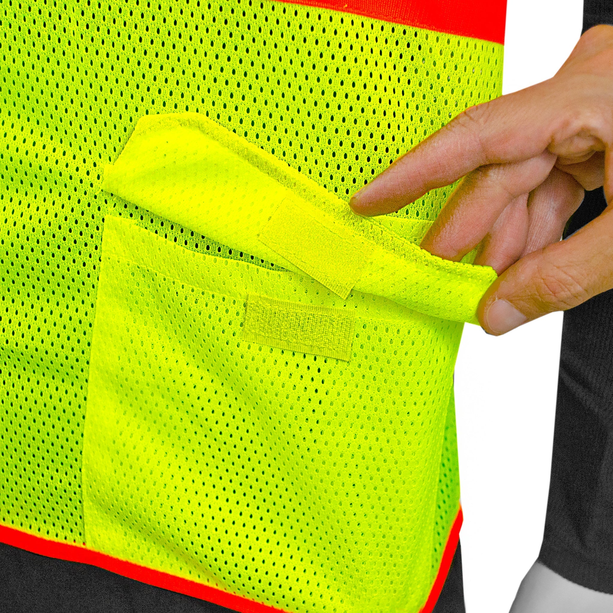 Hi-Vis Two Toned Mesh Sleeved Safety Vest with 2” Reflective Strips and Pockets
