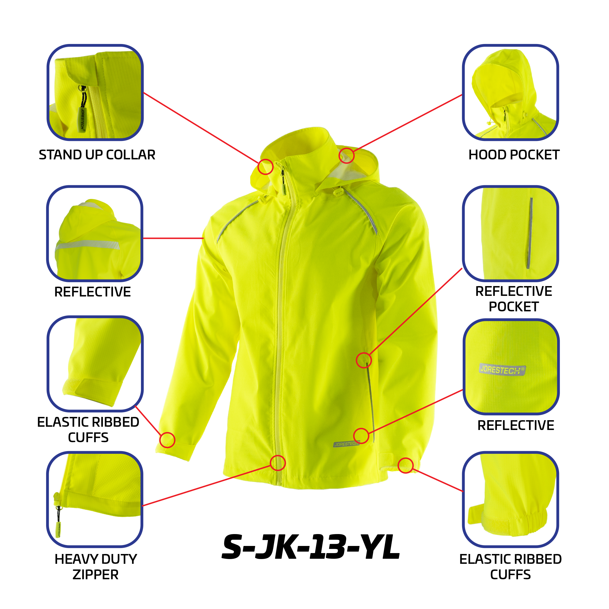 Hi Vis Waterproof Ripstop Jacket with Reflective Heat Transfer Tapes