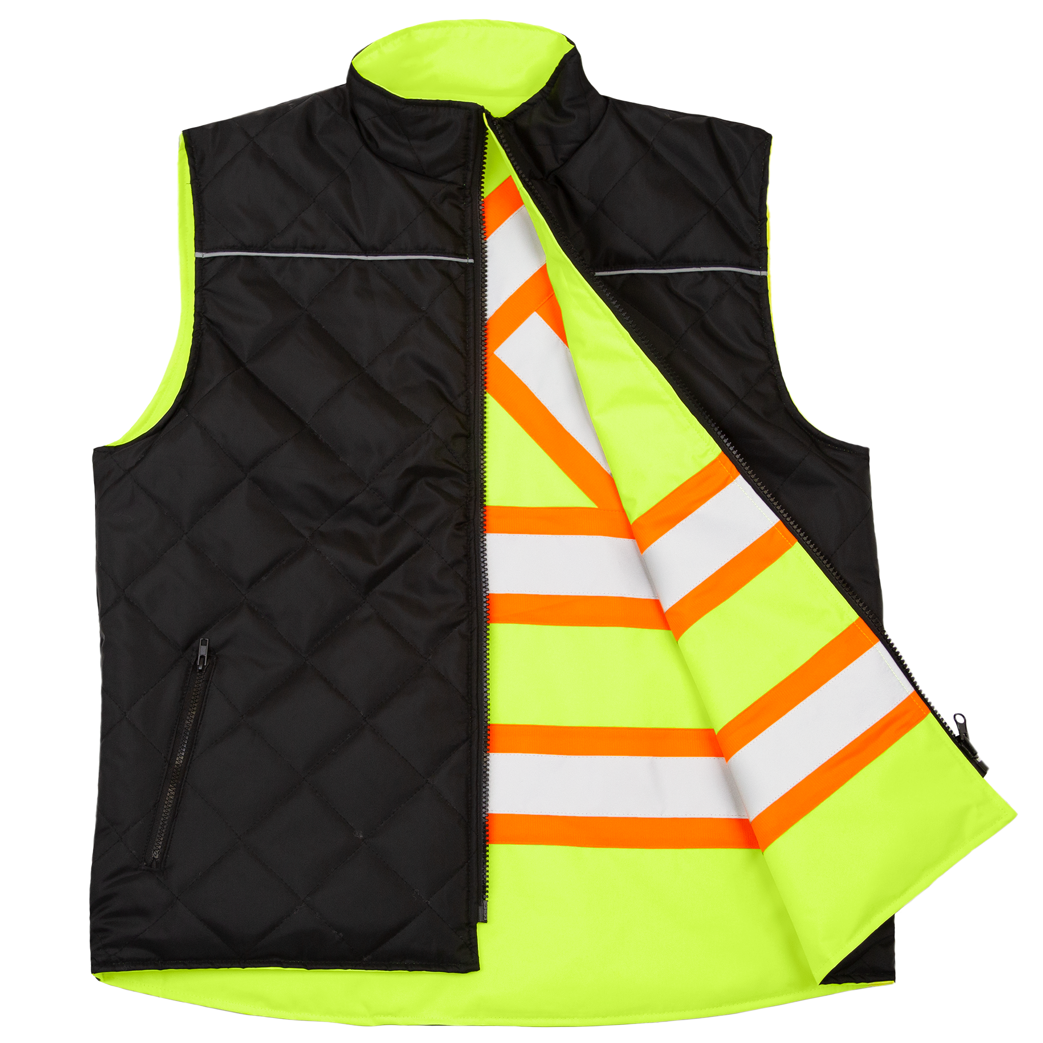 Hi-Vis X-Back Reversible Insulated Safety Vest with Reflective Strips
