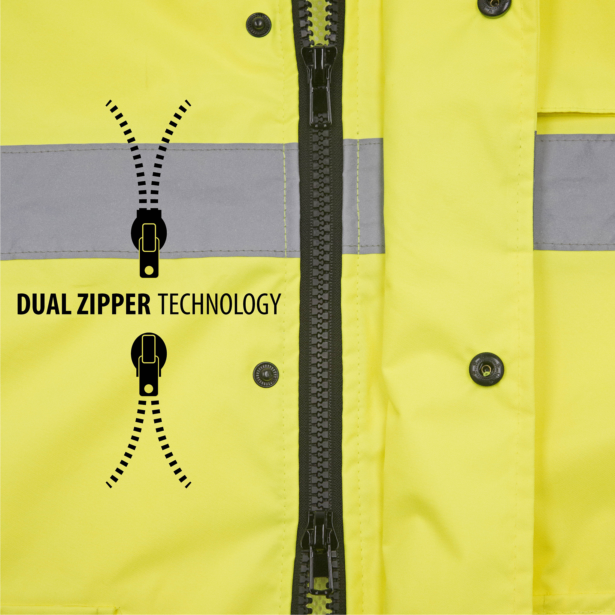 Hi-Vis Yellow/Black Rain Jacket with 2" Reflective Strips