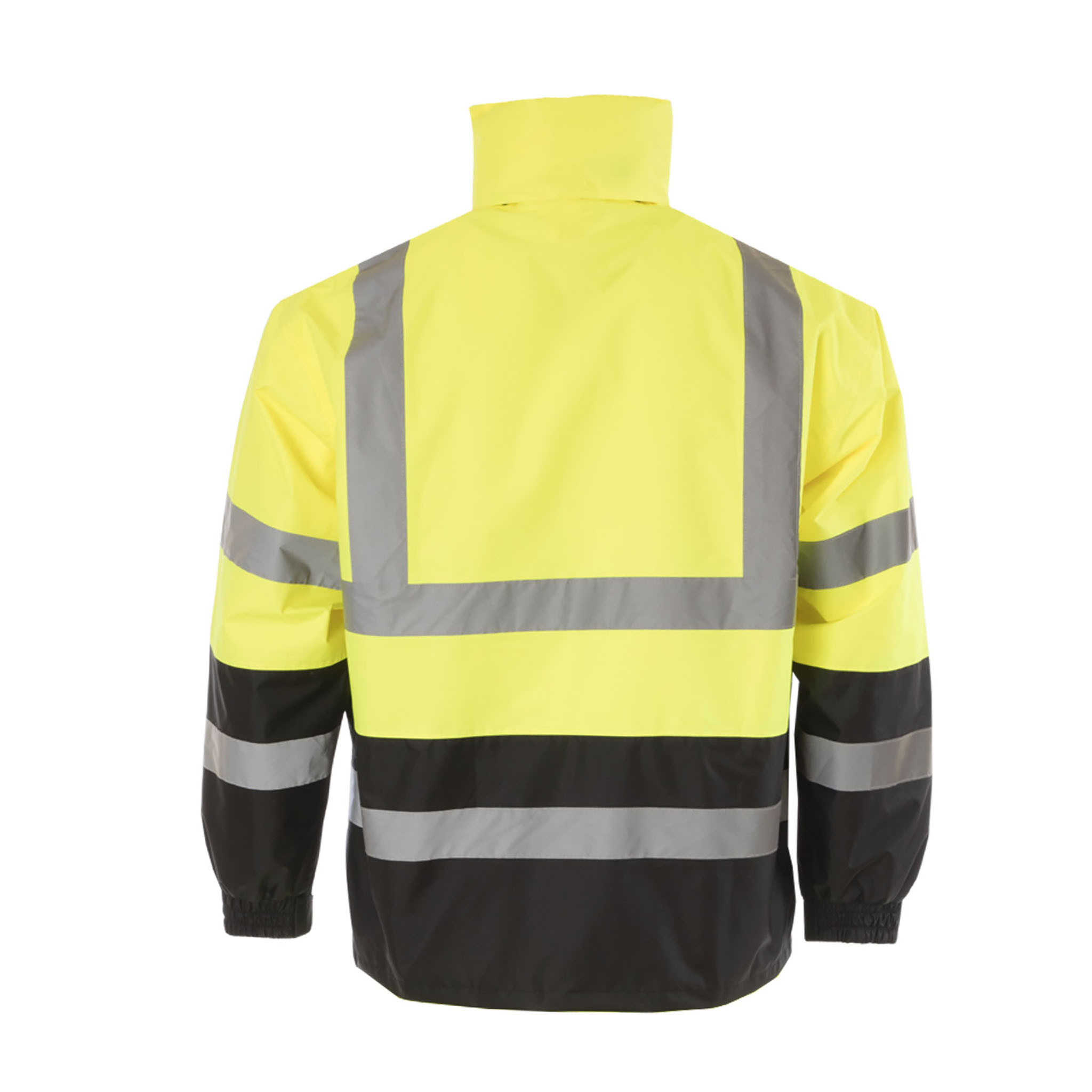 Hi-Vis Yellow/Black Rain Jacket with 2" Reflective Strips