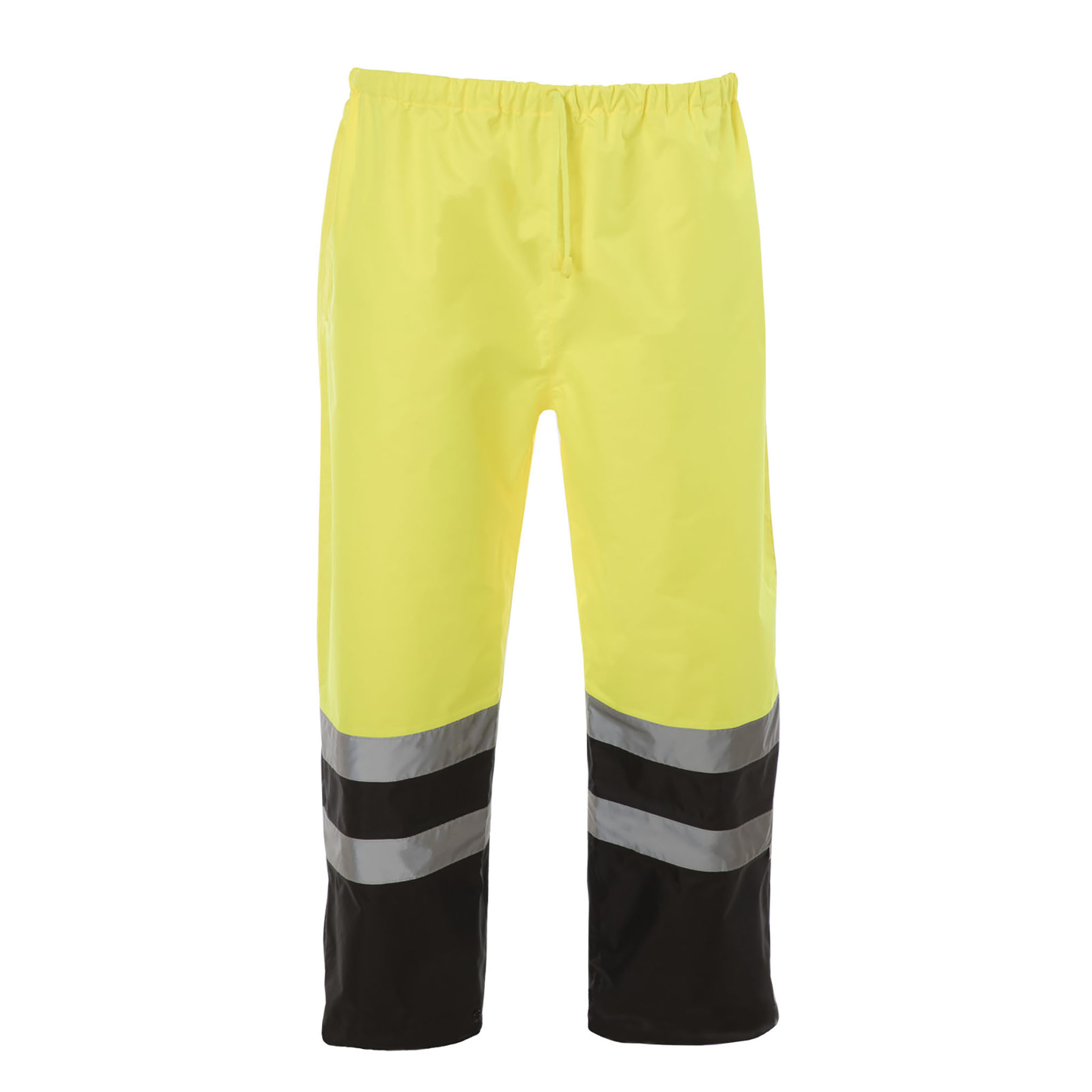 Hi-Vis Yellow/Black Rain Pants with Reflective Strips