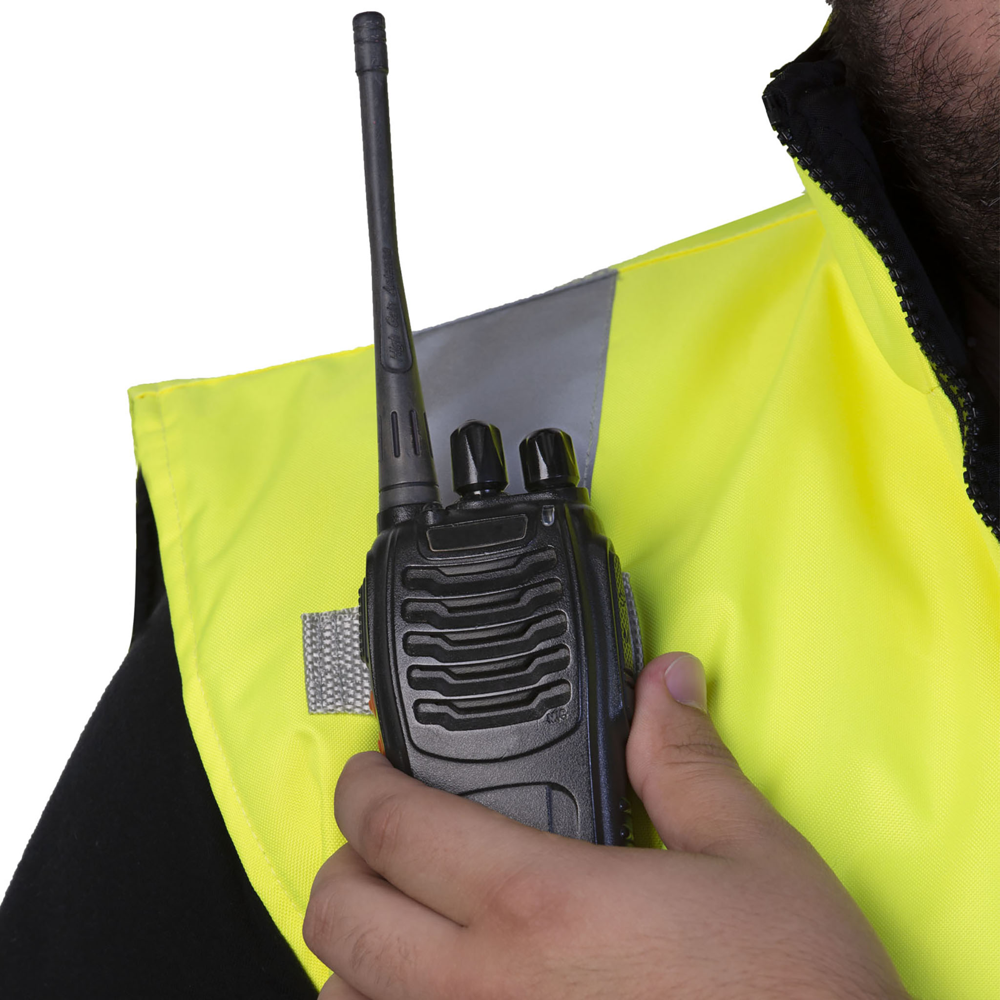 Hi-Vis Yellow/Black Reversible Insulated Safety Vest with Reflective Strips