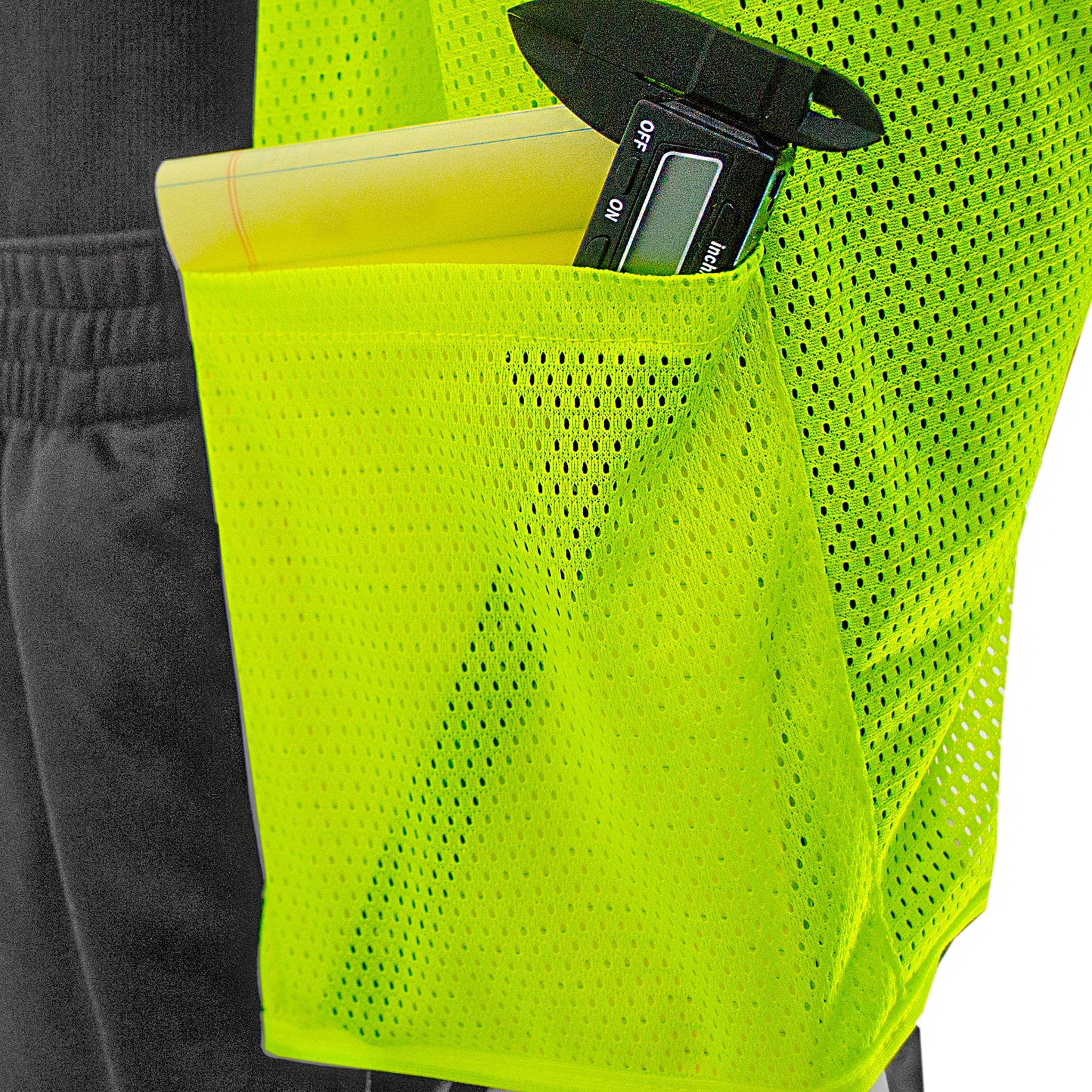 Hi-Vis Yellow Mesh Tearaway Safety Vest with 2” Reflective Strips and Pocket