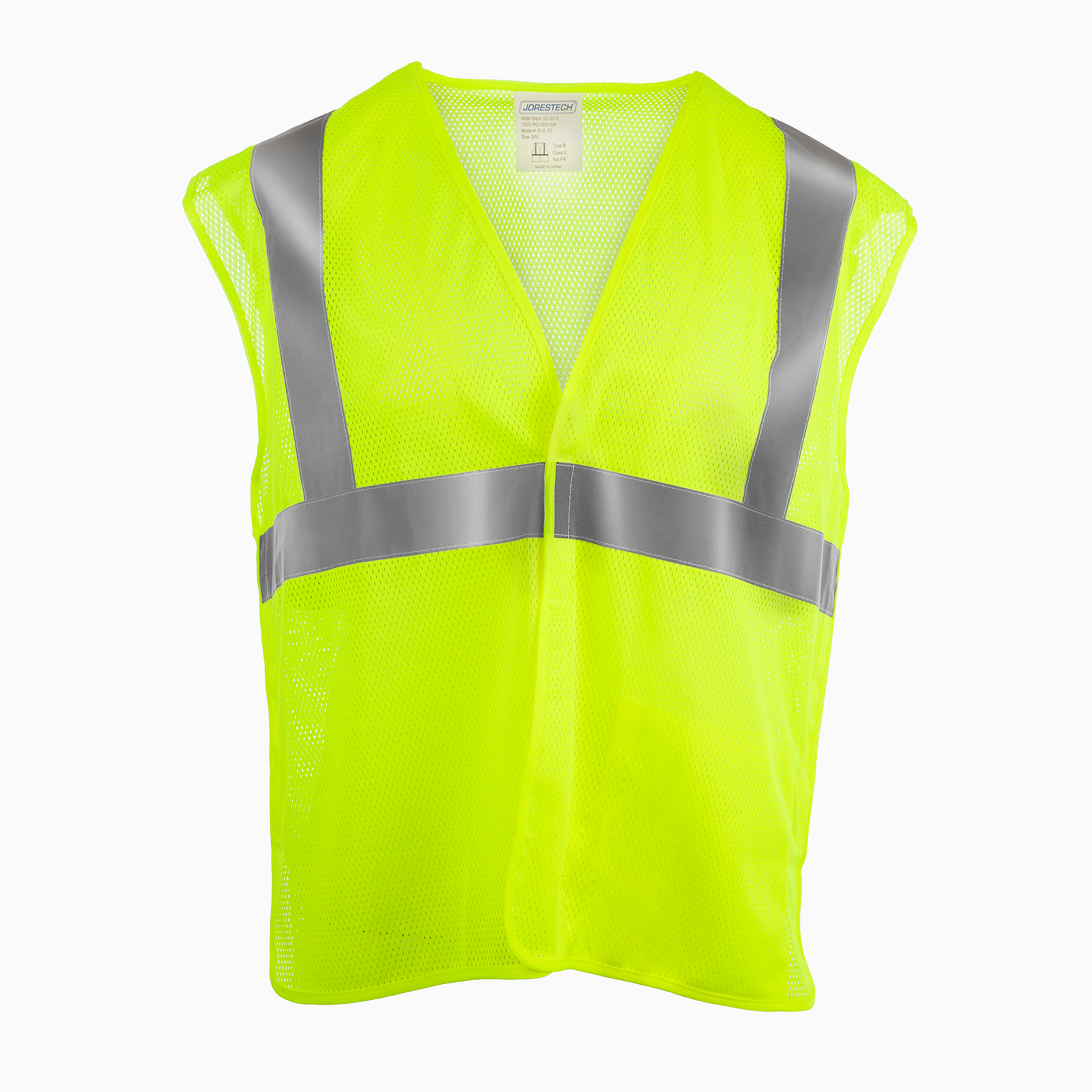 Hi-Vis Yellow Mesh Tearaway Safety Vest with 2” Reflective Strips and Pocket