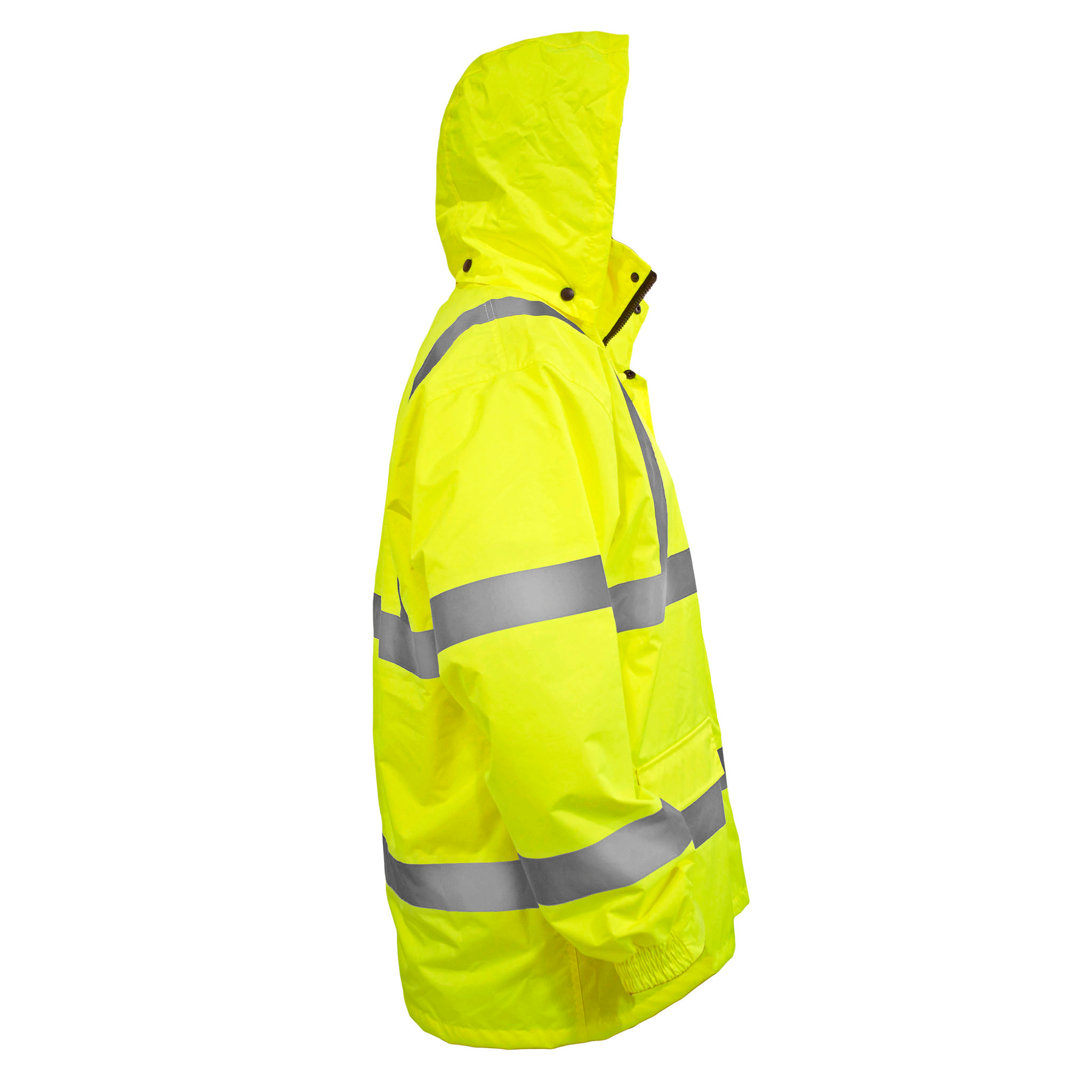 Hi-Vis Yellow Rain Jacket with 2" Reflective Strips