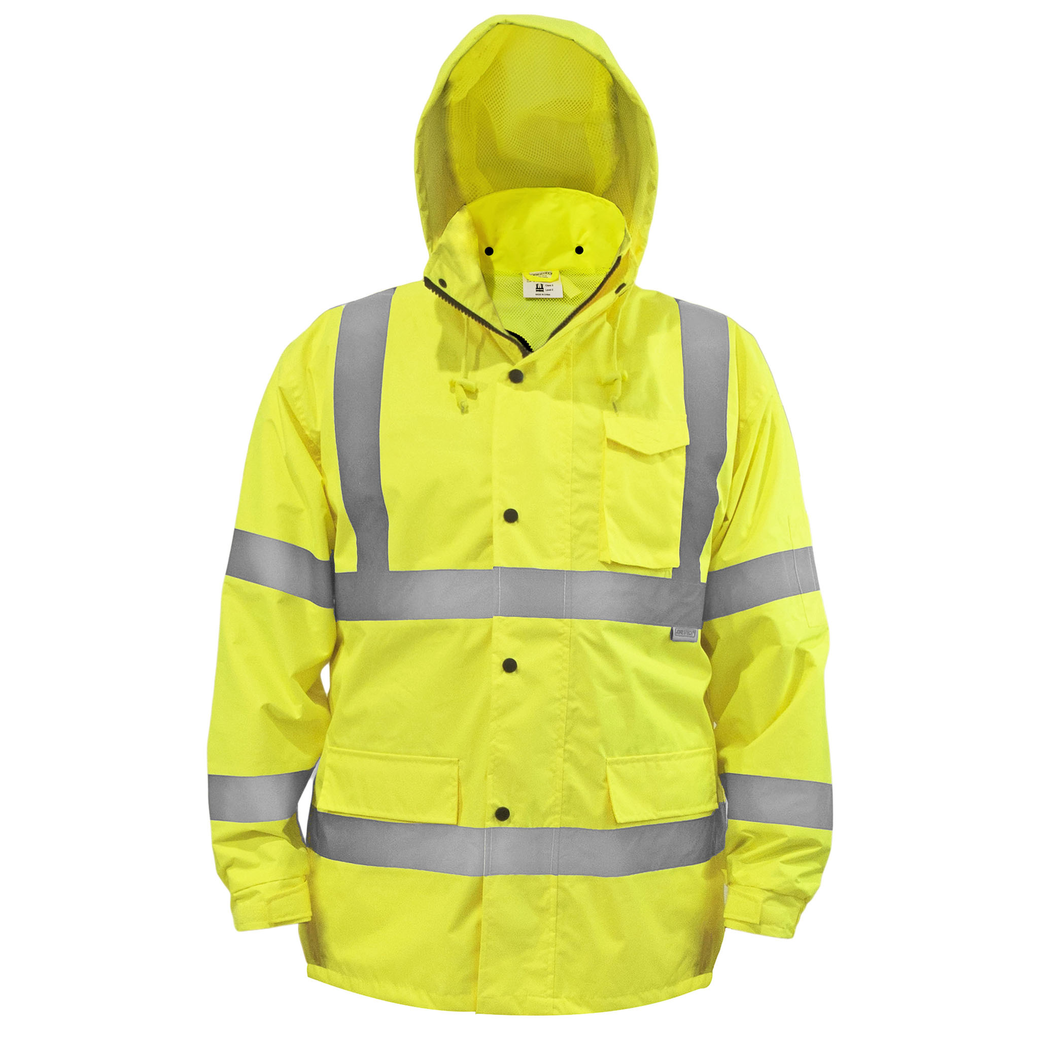 Hi-Vis Yellow Rain Jacket with 2" Reflective Strips