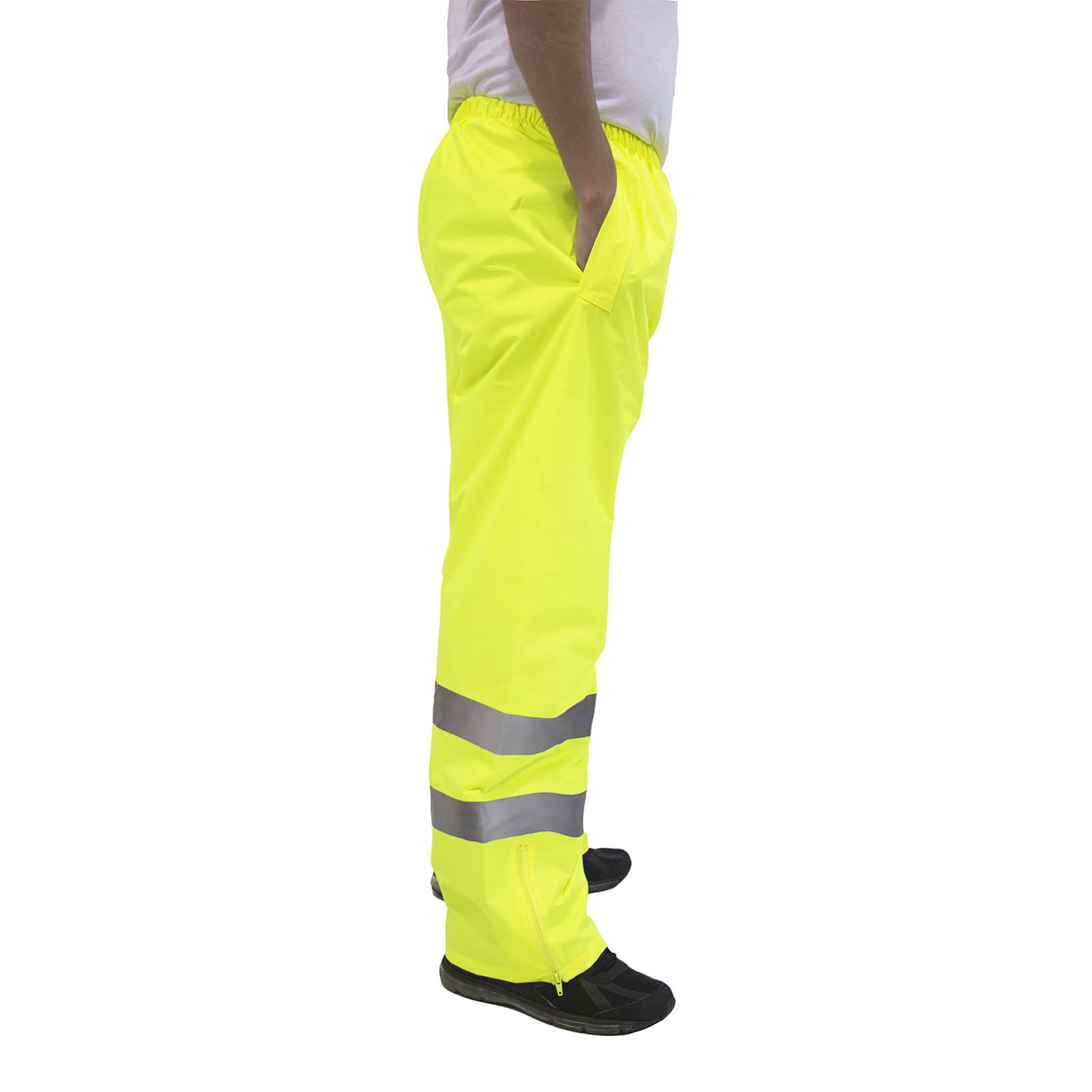Hi-Vis Yellow Rain Pants with Reflective Strips