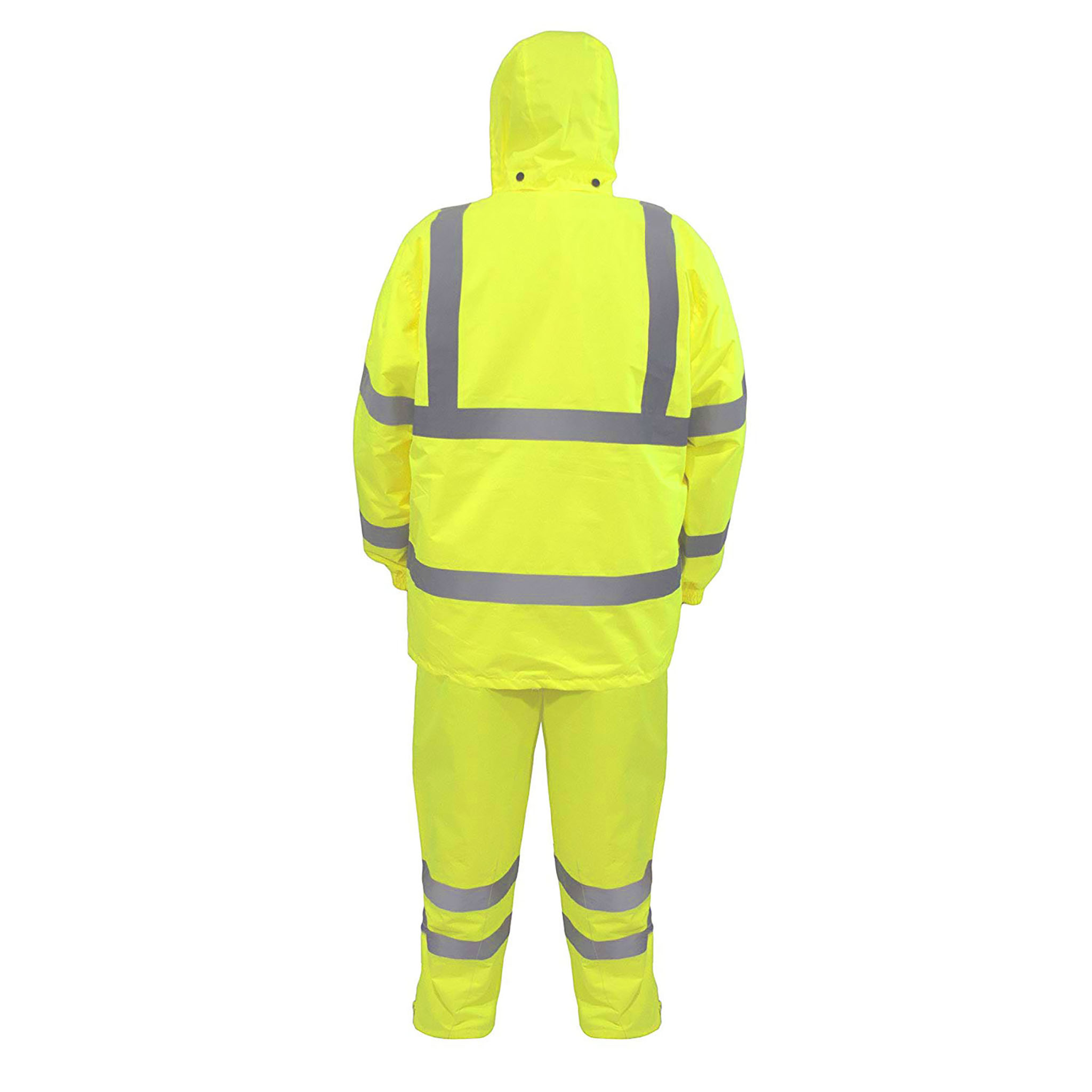 Hi-Vis Yellow Rain Set - Pants & Jacket with 2" Reflective Strips