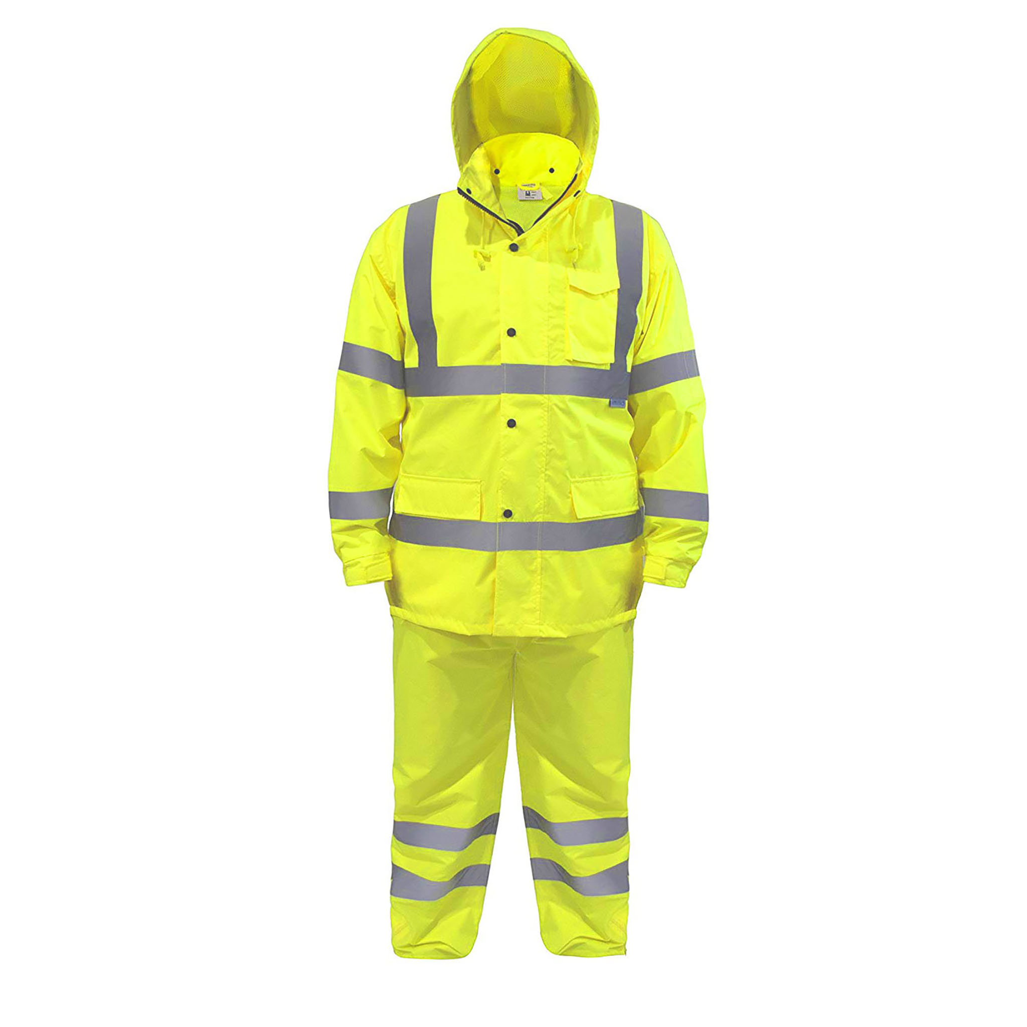 Hi-Vis Yellow Rain Set - Pants & Jacket with 2" Reflective Strips