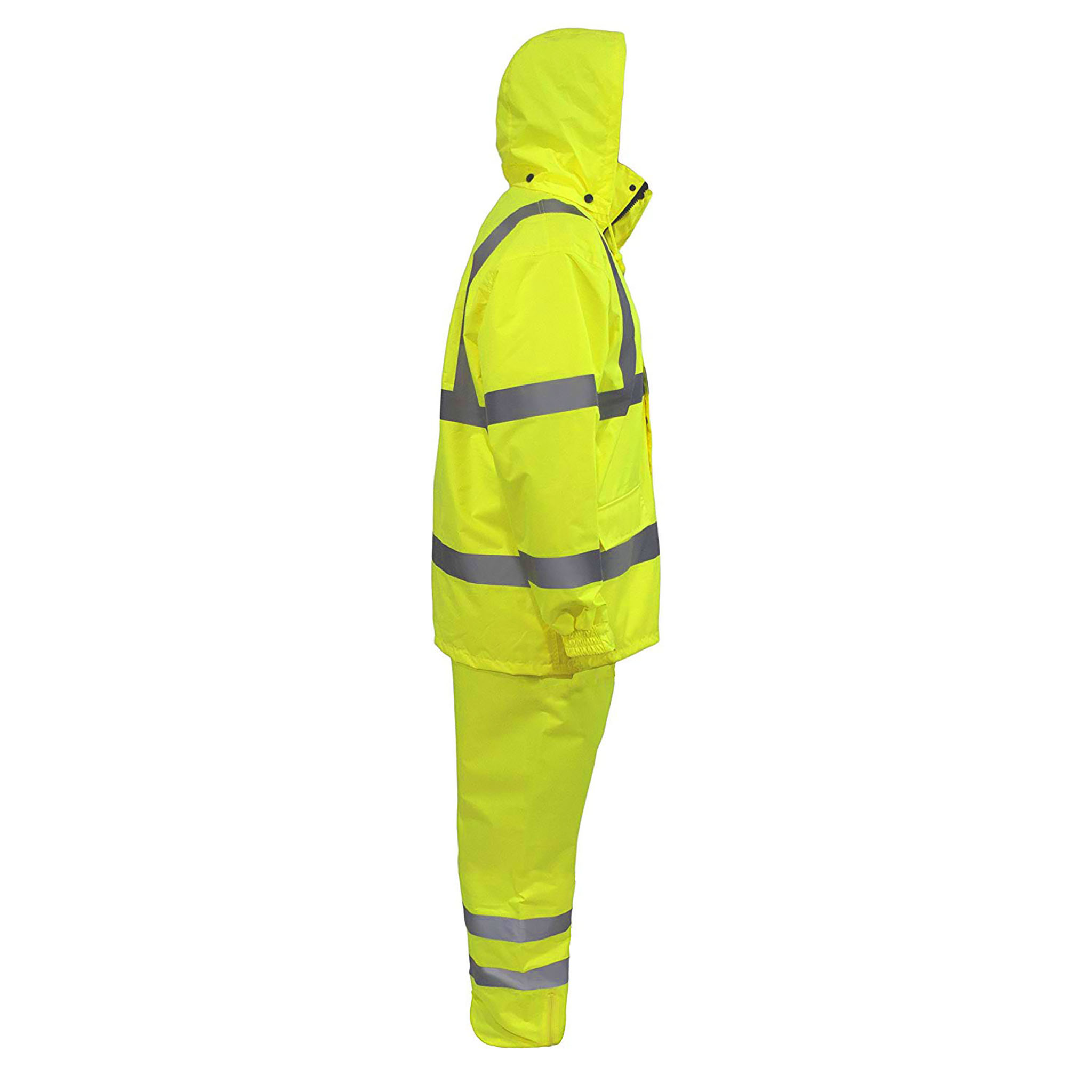 Hi-Vis Yellow Rain Set - Pants & Jacket with 2" Reflective Strips