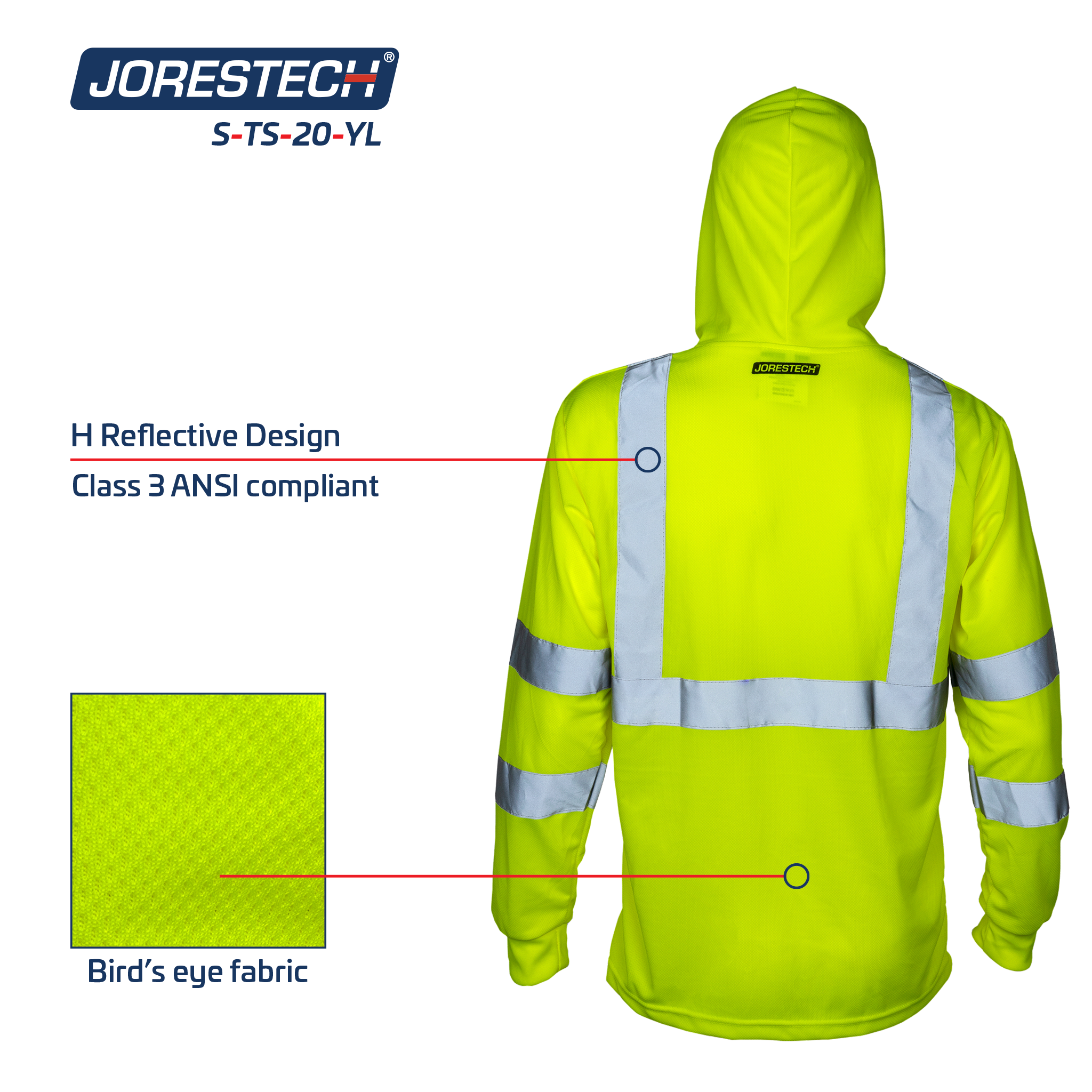 High Visibility Long Sleeve Safety Shirt With Reflective Strips and Hoodie