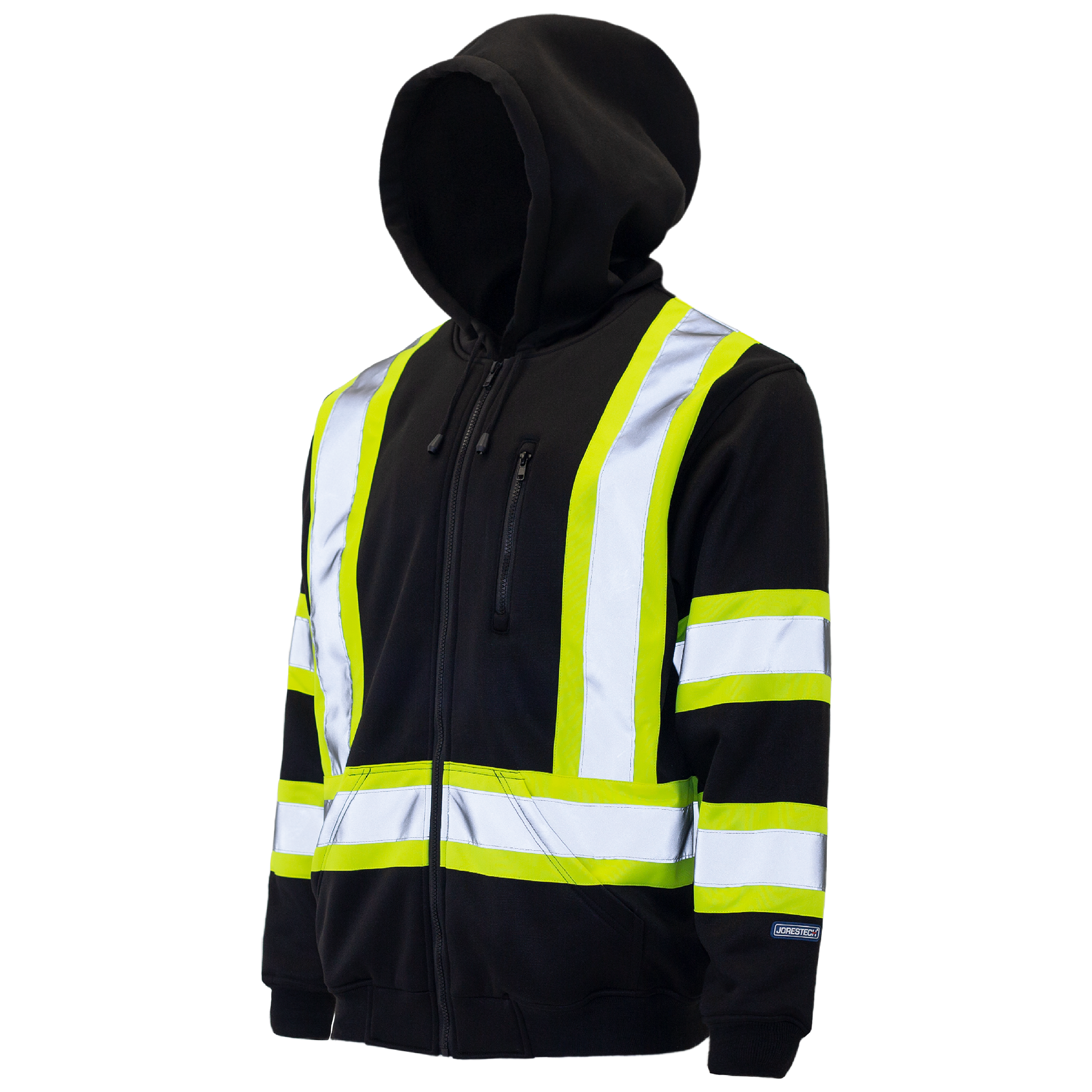 Hi-Vis Two Tone Yellow/Black Safety Hooded Sweatshirt with Reflective Stripes