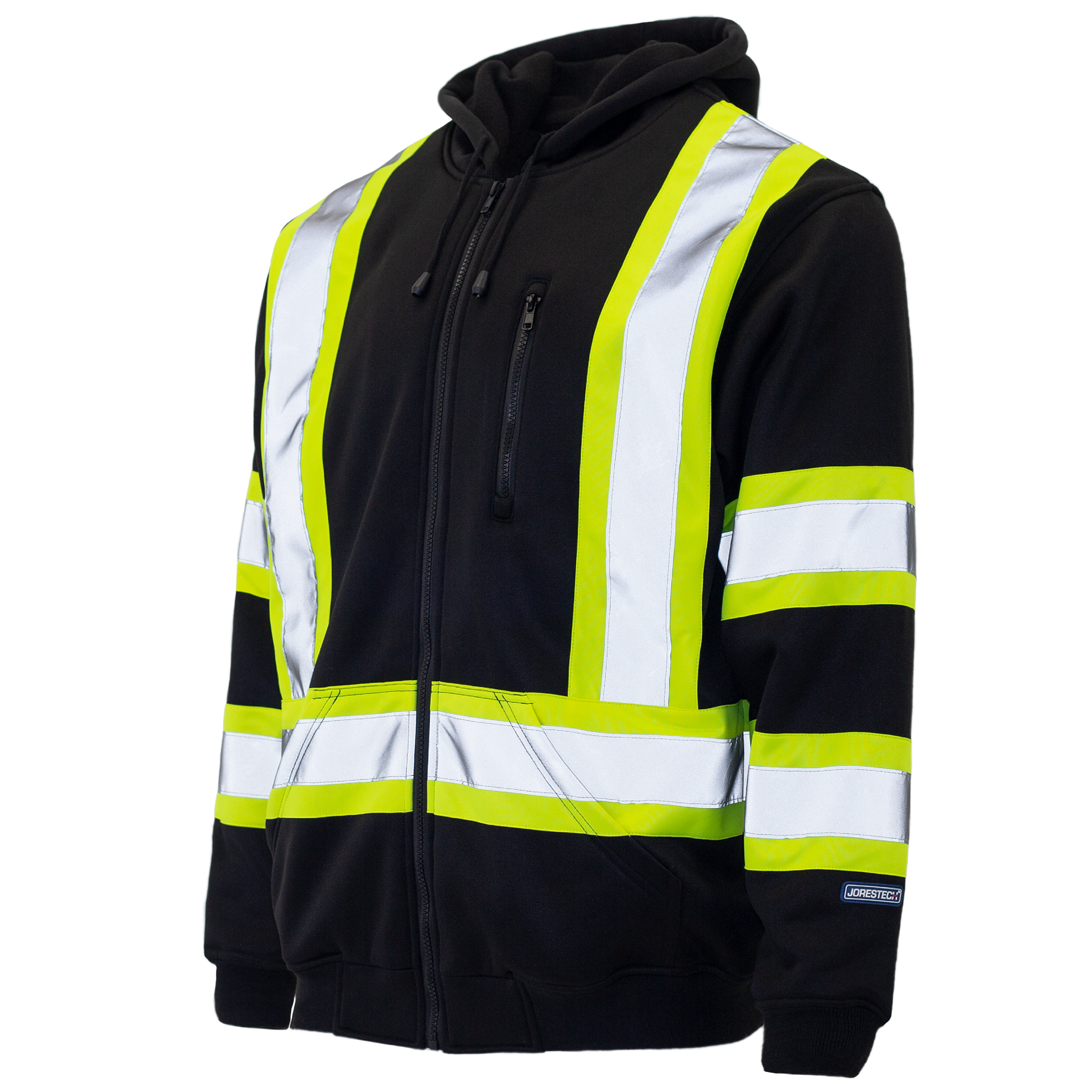 Hi-Vis Two Tone Yellow/Black Safety Hooded Sweatshirt with Reflective Stripes