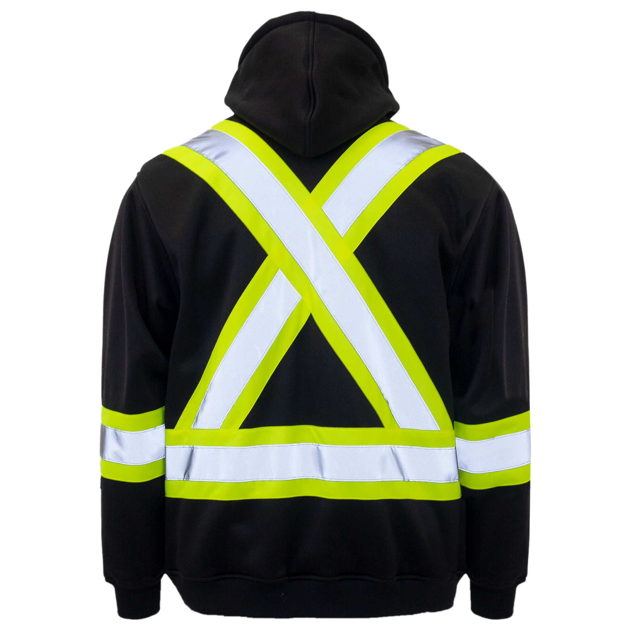 Hi-Vis Two Tone Yellow/Black Safety Hooded Sweatshirt with Reflective Stripes
