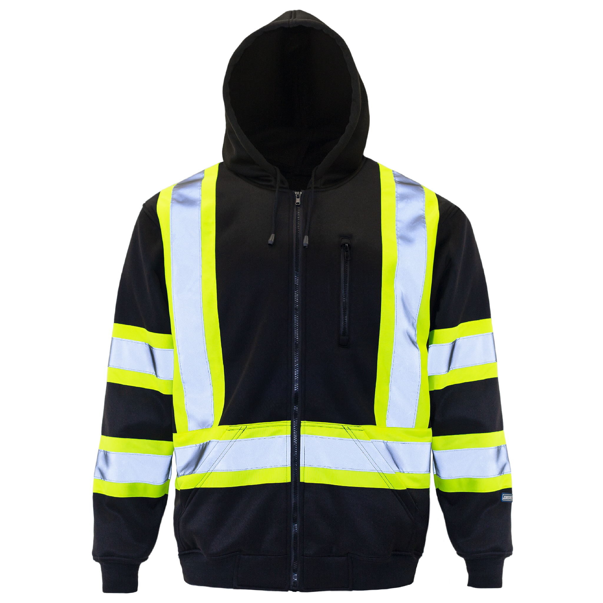 Hi-Vis Safety Hooded Sweatshirt with Reflective Stripes