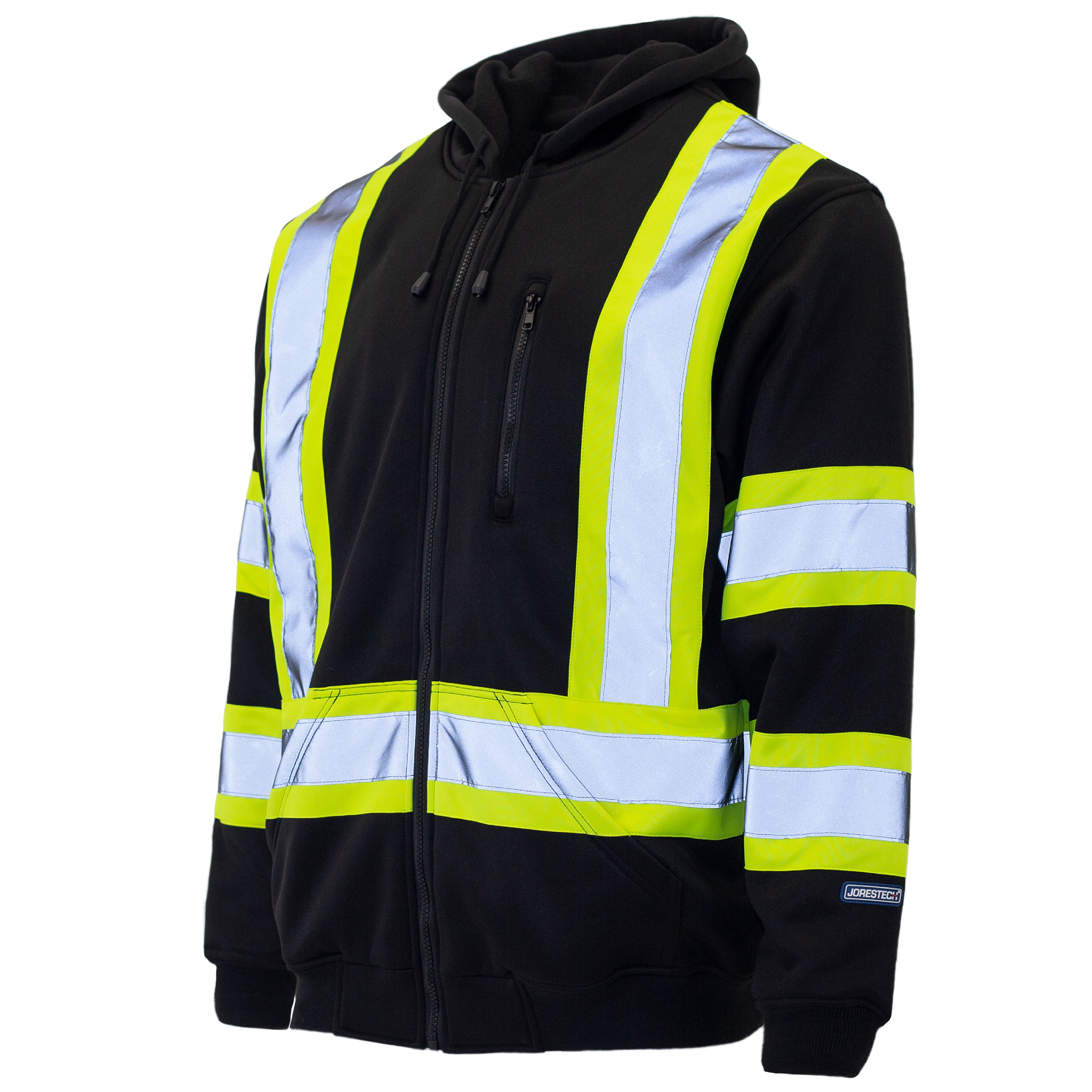 Hi-Vis Safety Hooded Sweatshirt with Reflective Stripes