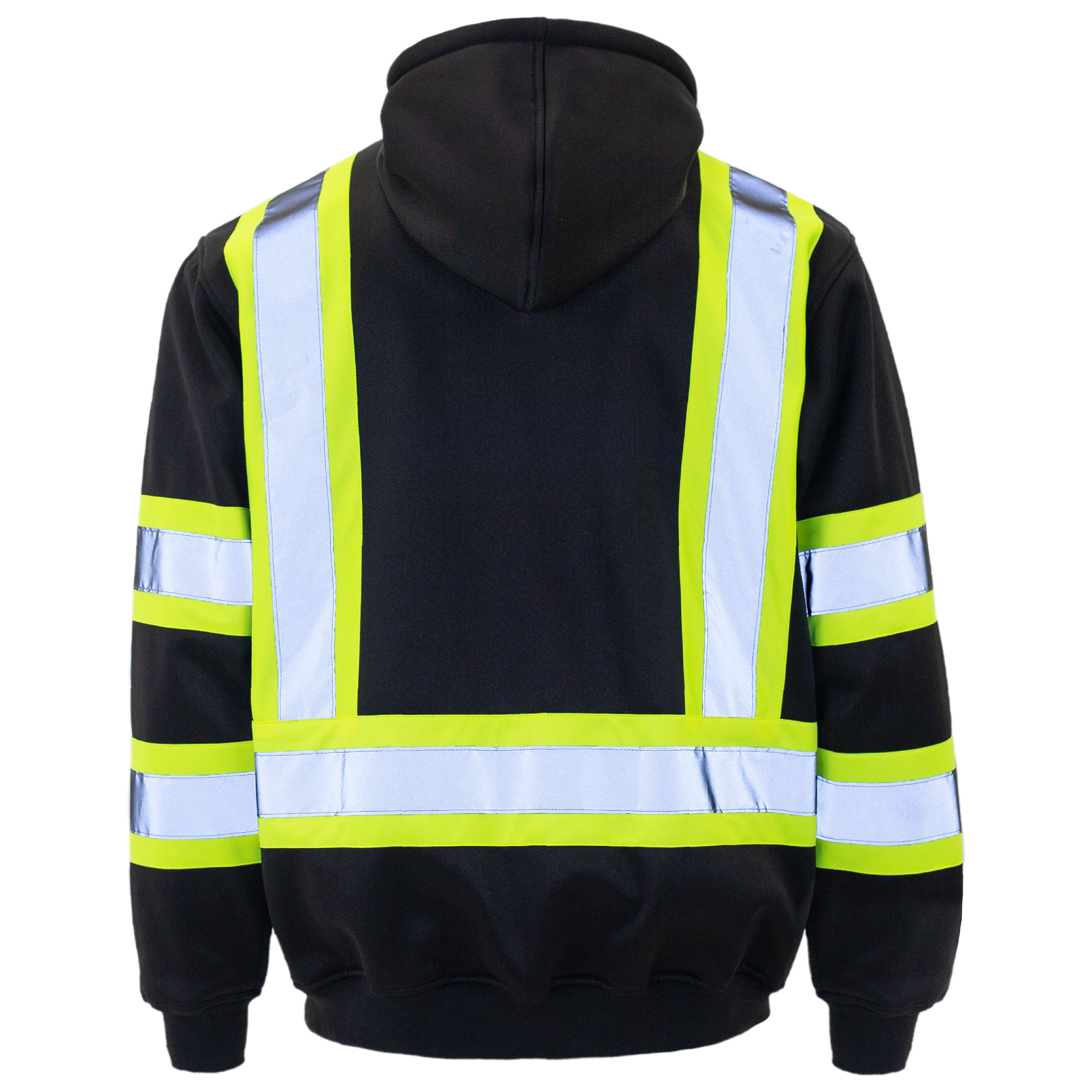 Hi-Vis Safety Hooded Sweatshirt with Reflective Stripes