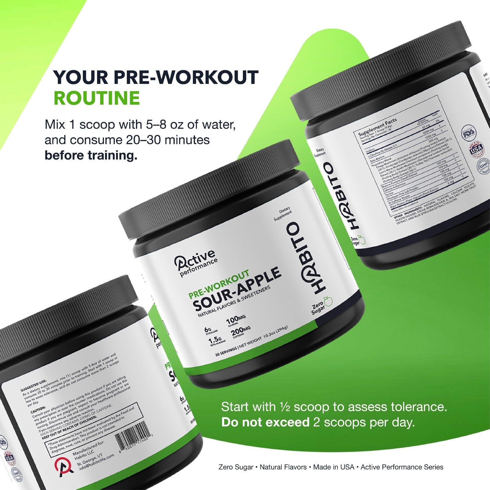 HABITO Pre-Workout – Zero Sugar Performance Formula (30 Servings)