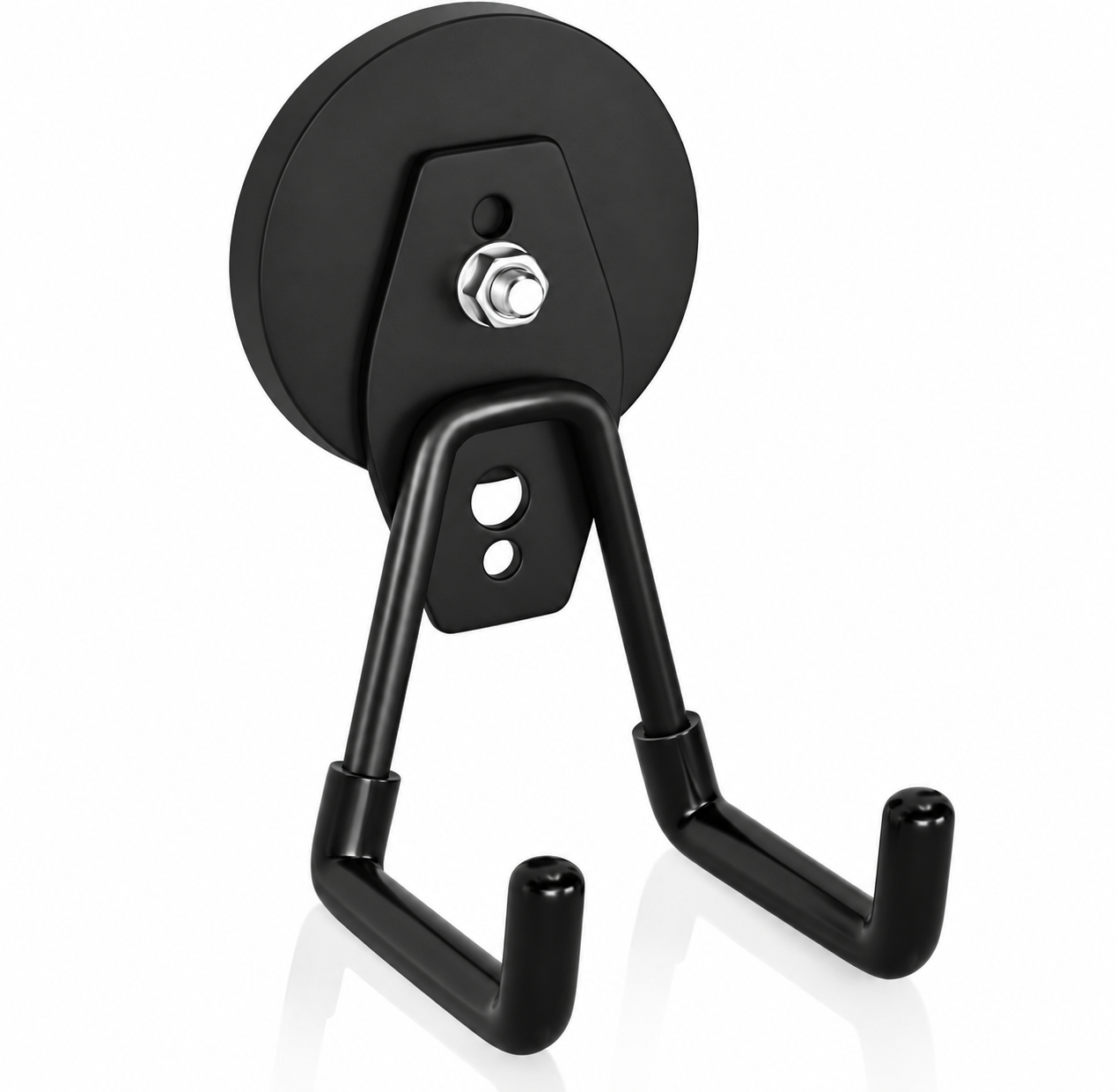 GroundComm GearDock magnetic utility hook with black double J-hook and round magnetic base