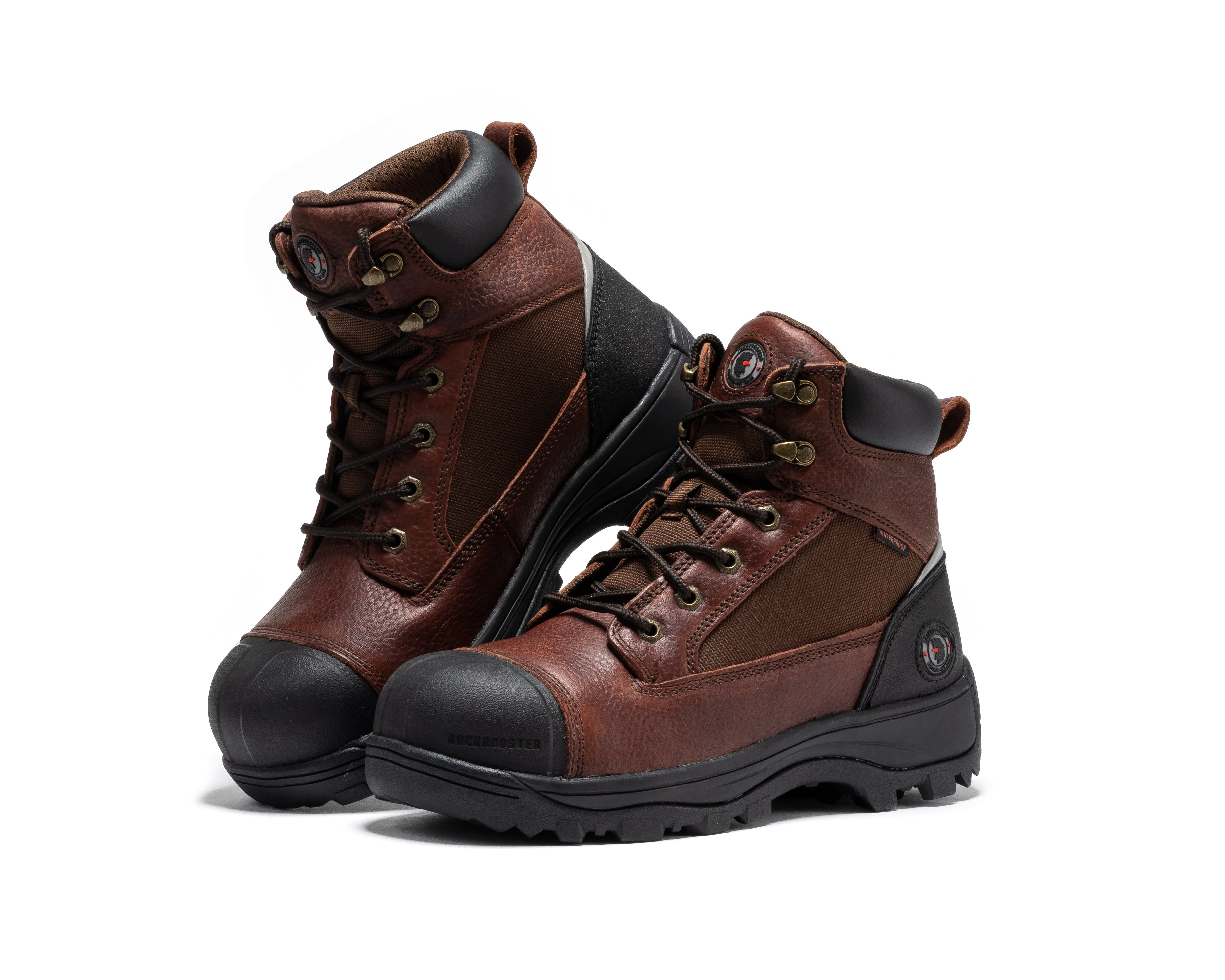 ROCKROOSTER Daviston 6 inch Brown Composite Toe Waterproof Work Boots AT872