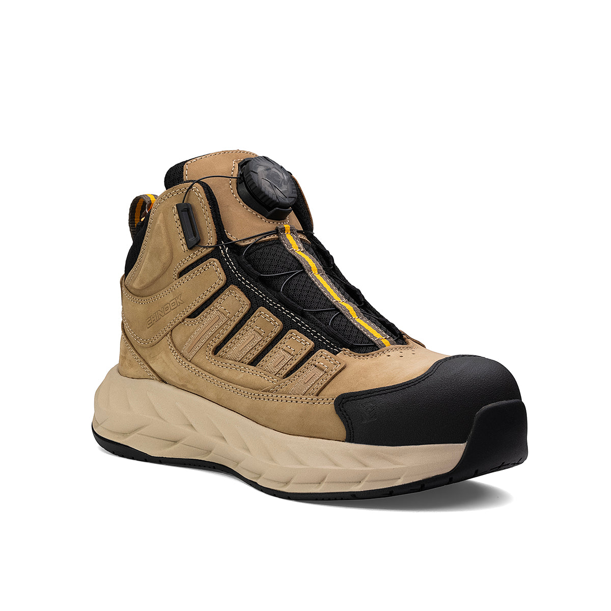 Composite Toe Work Boots - Durable Leather Safety Shoes | Slip Resistant, Lace Lock