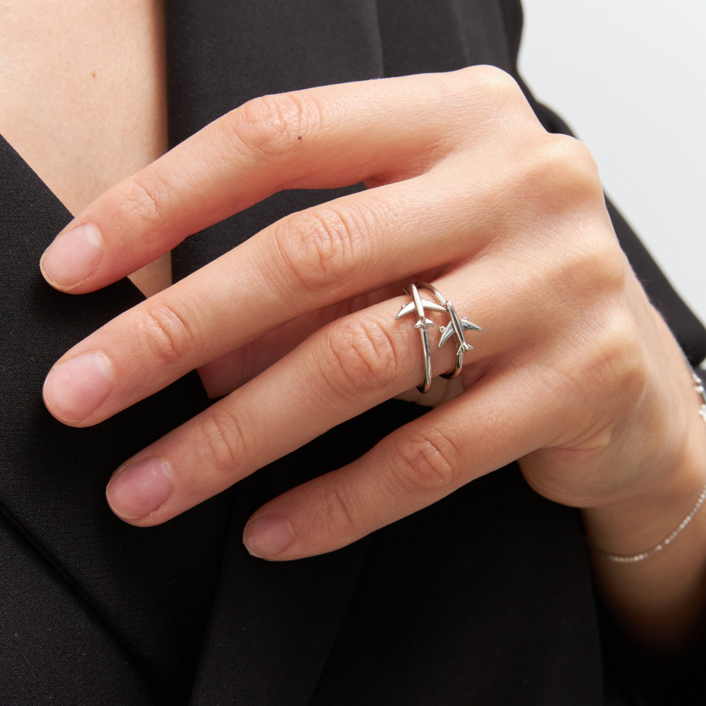 Silver Airplane Ring by Flevel - aviation product photo 5