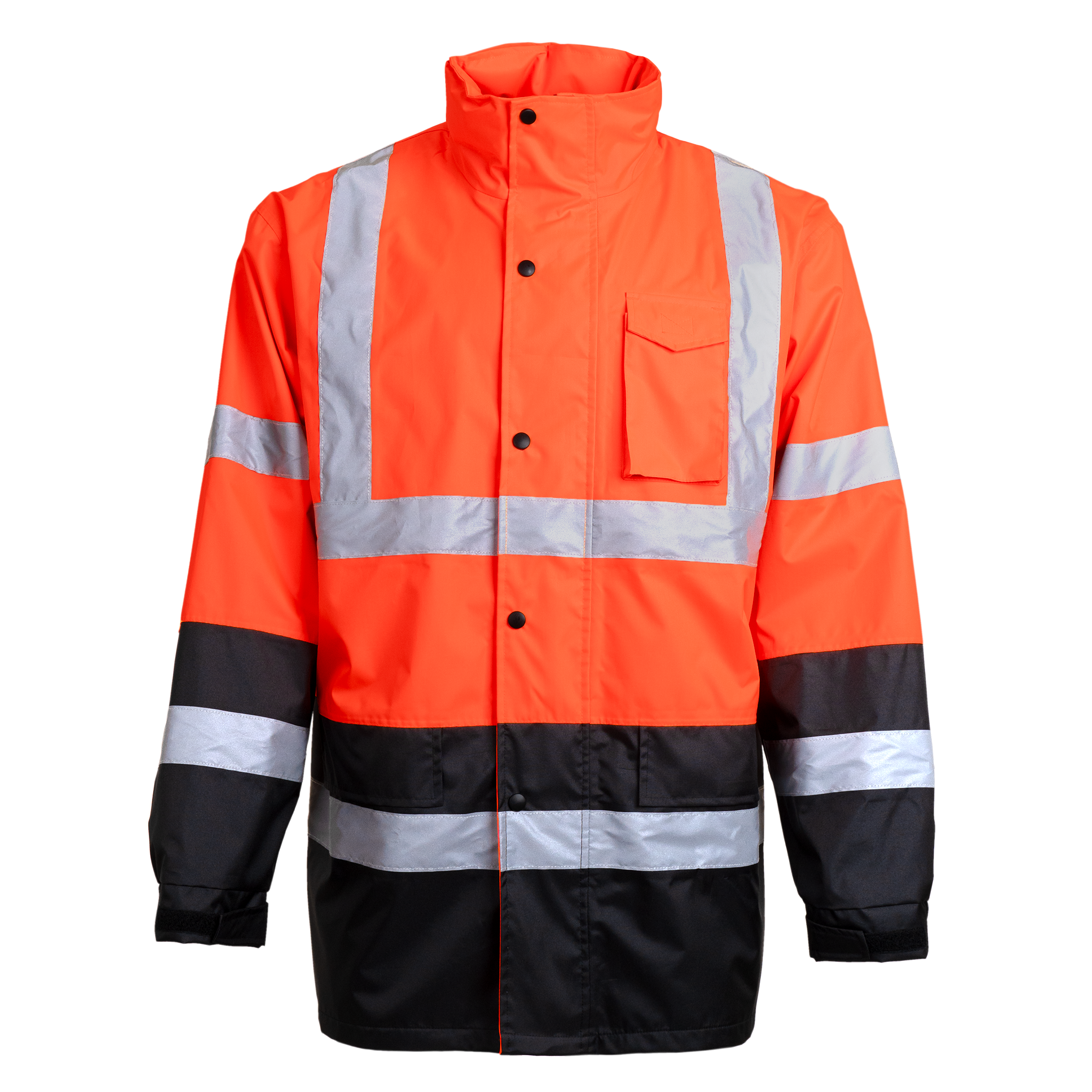 Hi-Vis Yellow/Black Rain Jacket with 2" Reflective Strips