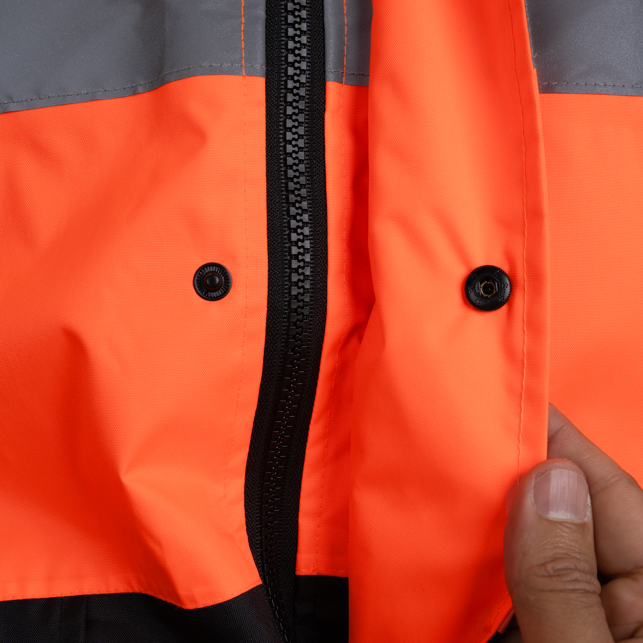 Hi-Vis Yellow/Black Rain Jacket with 2" Reflective Strips