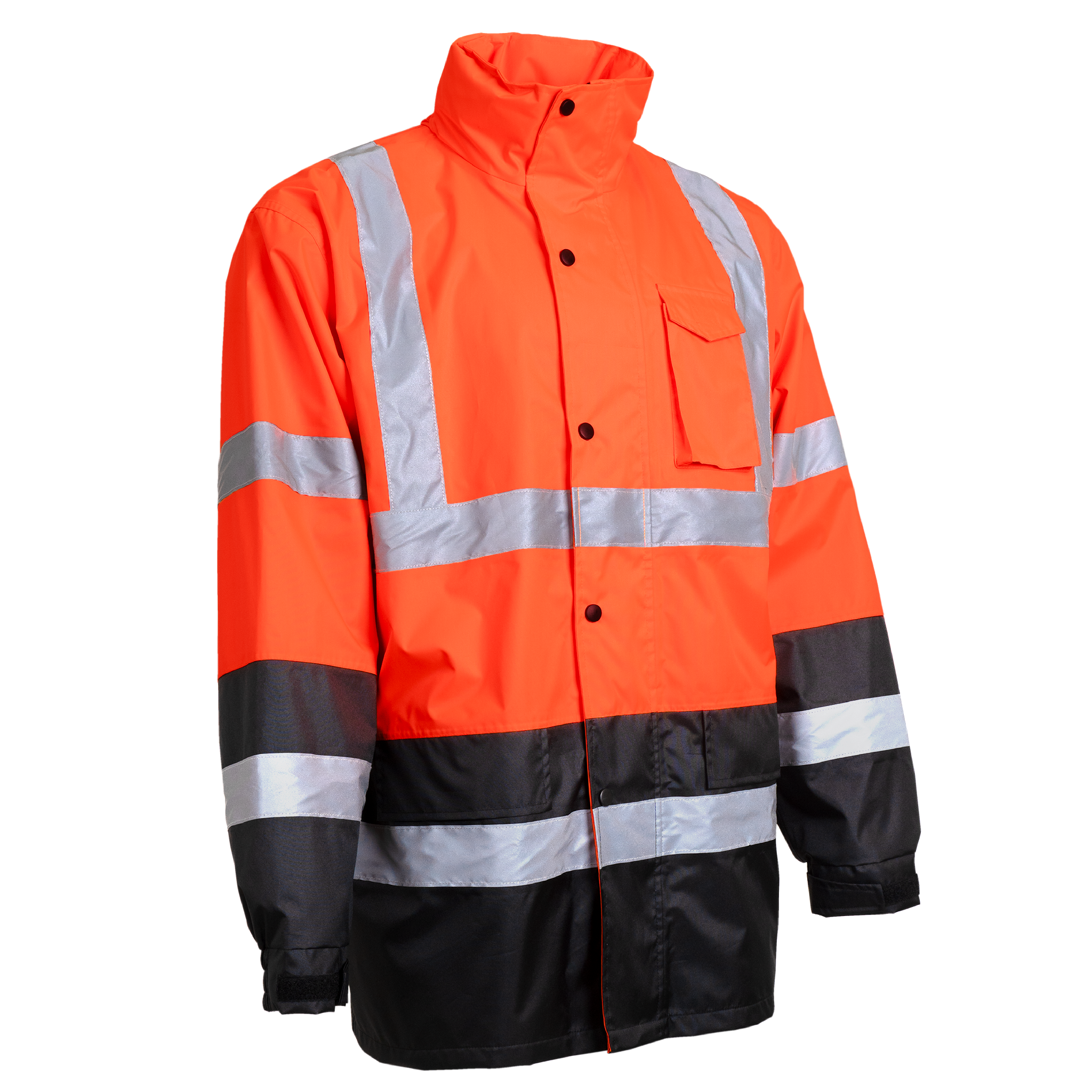 Hi-Vis Yellow/Black Rain Jacket with 2" Reflective Strips