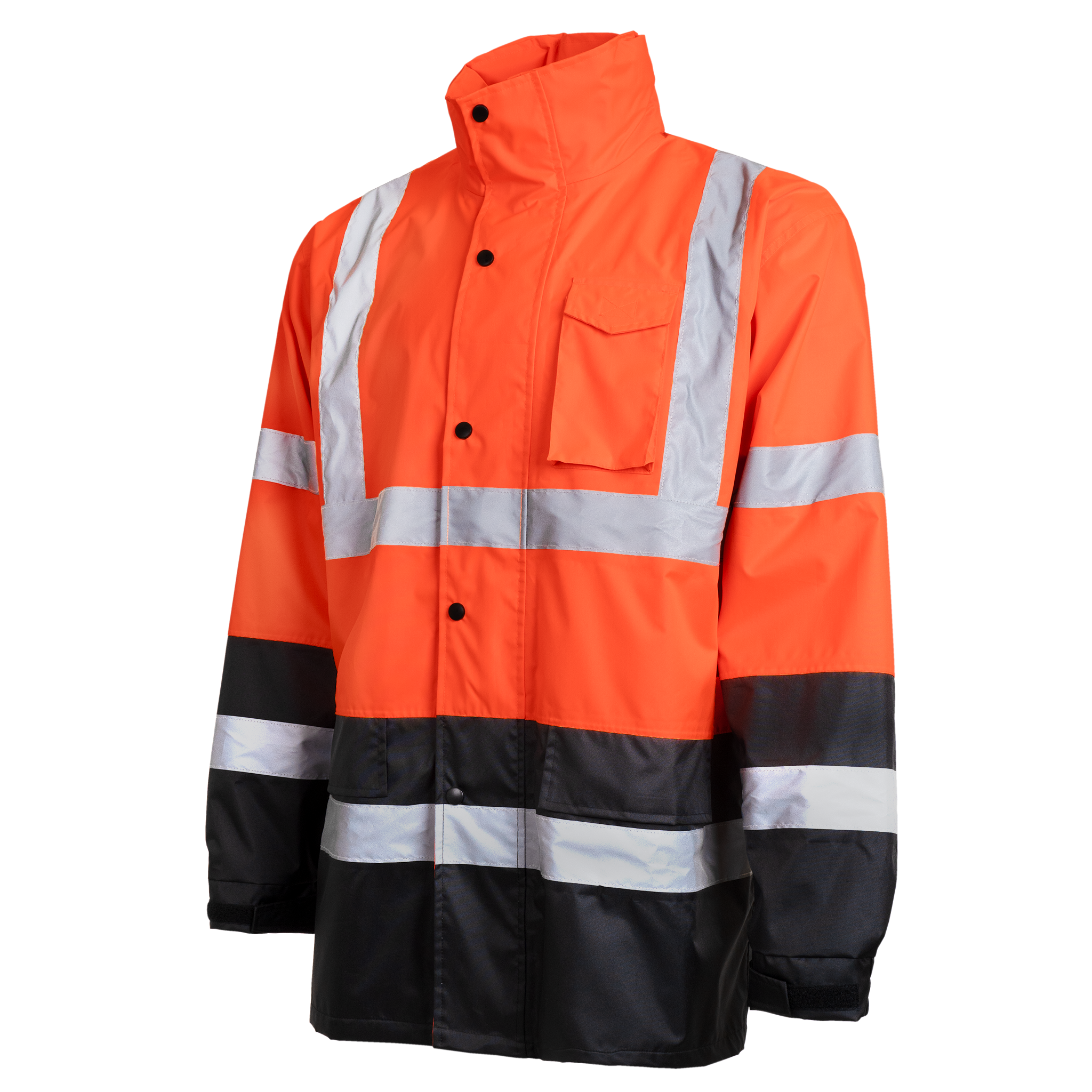 Hi-Vis Yellow/Black Rain Jacket with 2" Reflective Strips