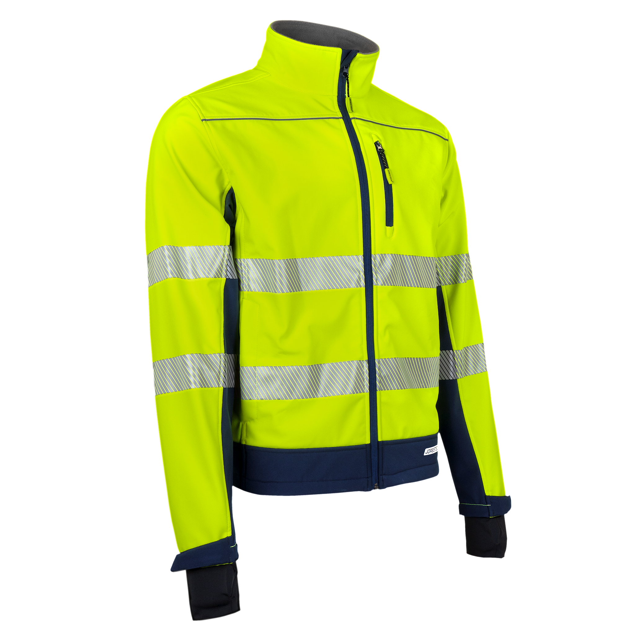 Hi-Vis Softshell Water Repellent Fleece Lined Safety Jacket with Reflective Strips