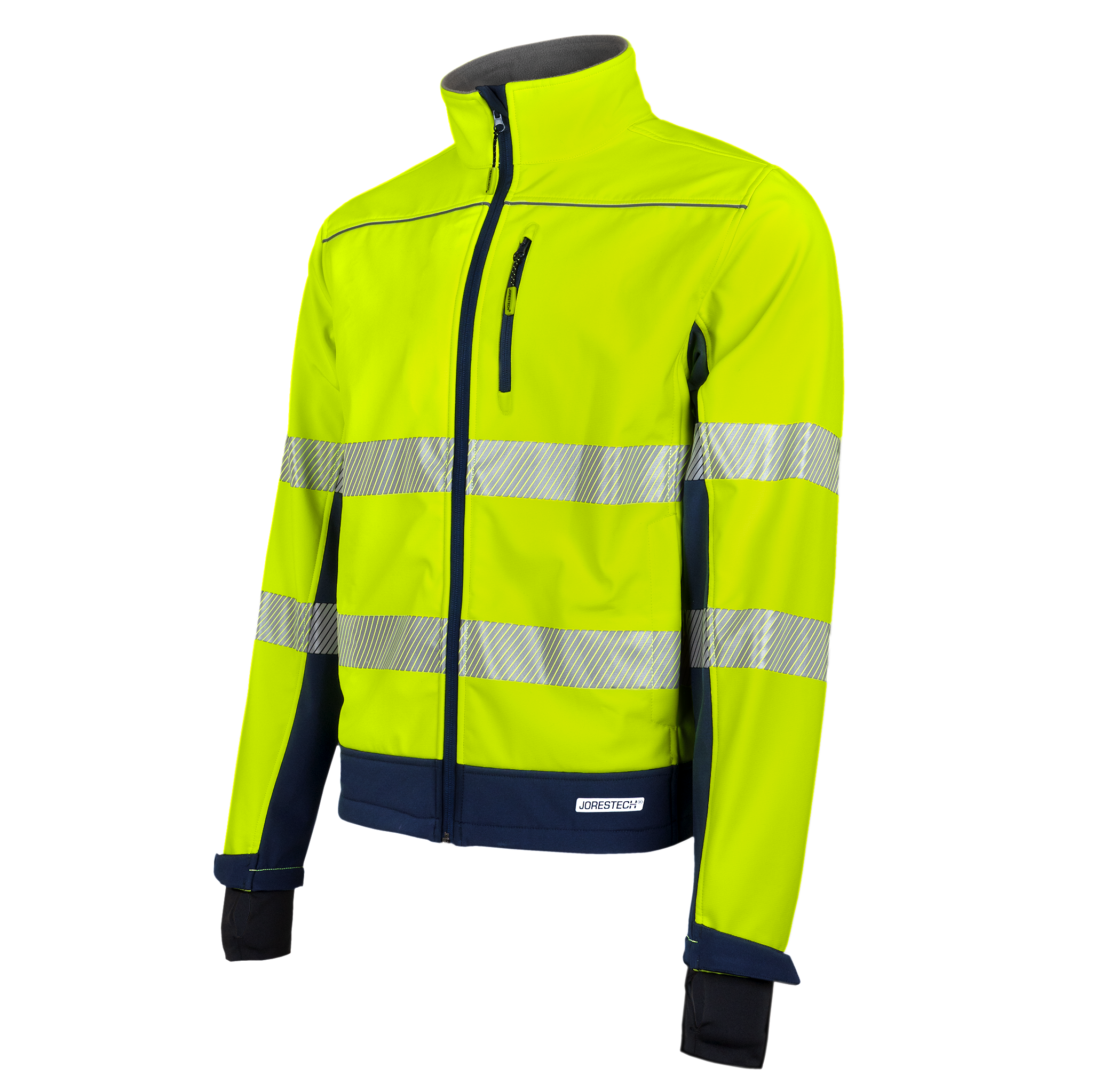 Hi-Vis Softshell Water Repellent Fleece Lined Safety Jacket with Reflective Strips