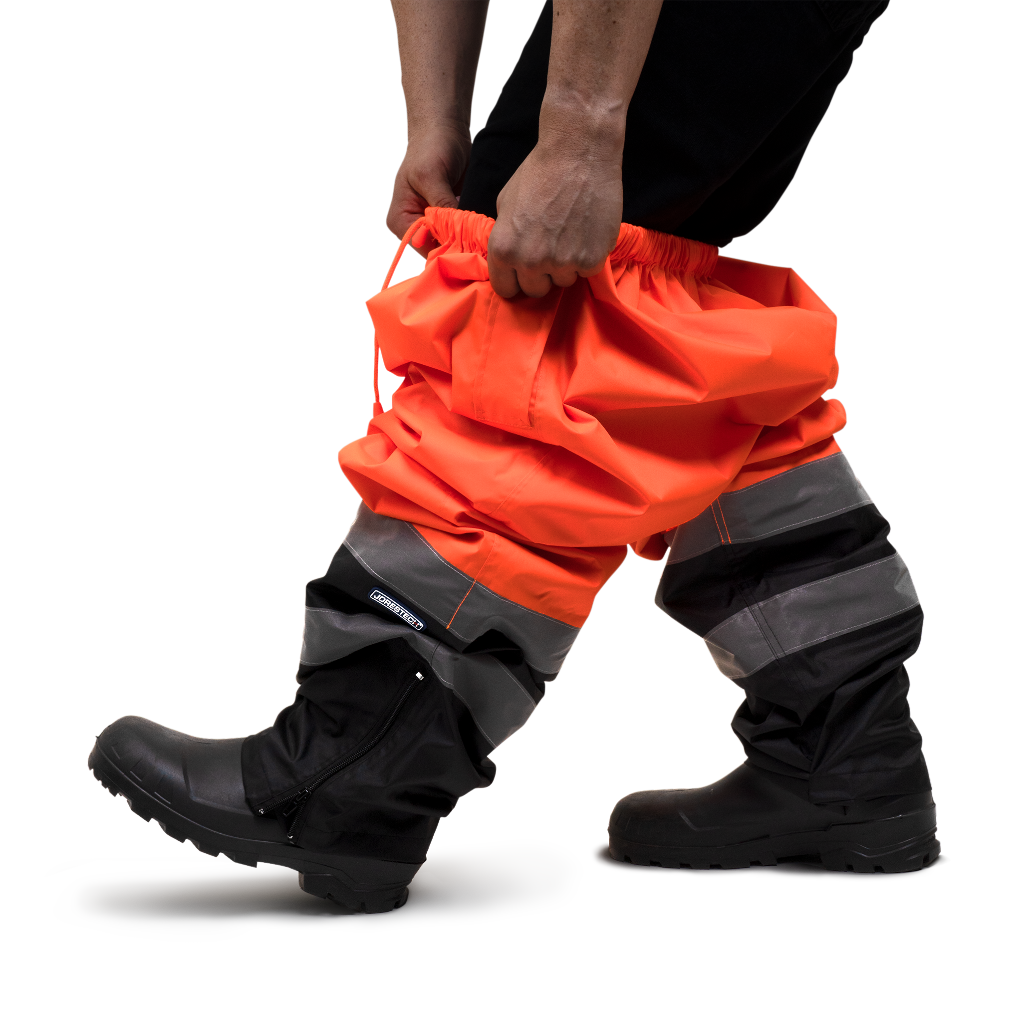 Hi-Vis Yellow/Black Rain Pants with Reflective Strips