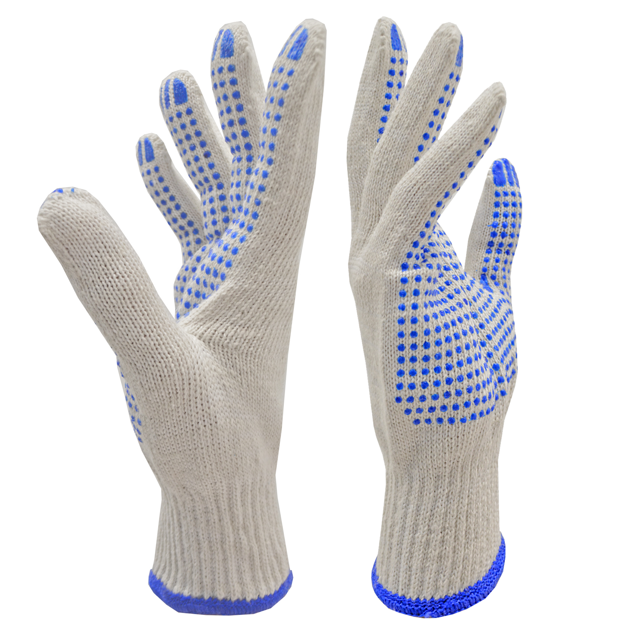 Safety Knitted Multi-Purpose Gloves with Anti-Slip PVC Dotted Palms – Pack of 12