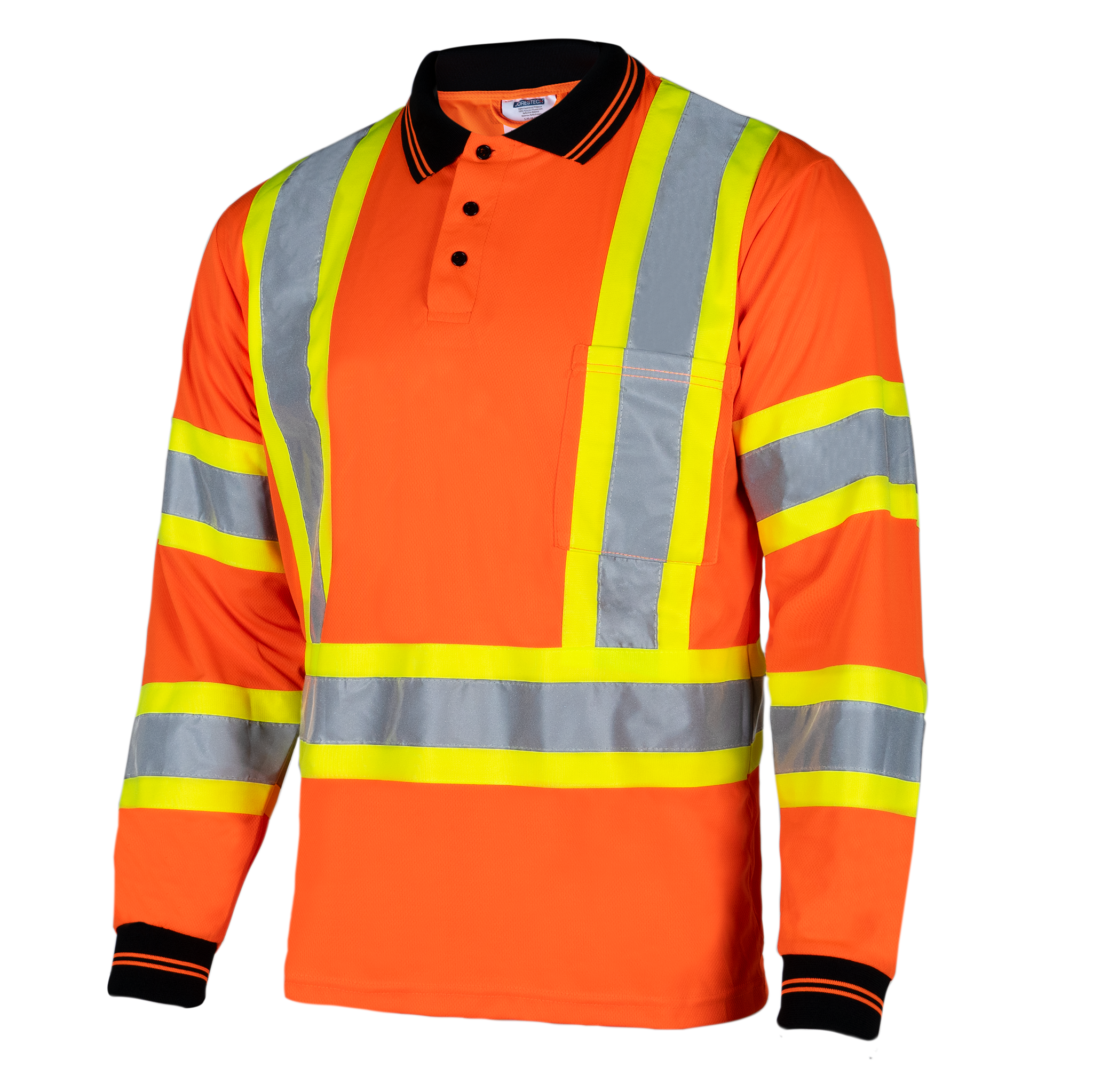 Hi-Vis X-Back Reflective Two-Tone Safety Long Sleeve Polo Shirt