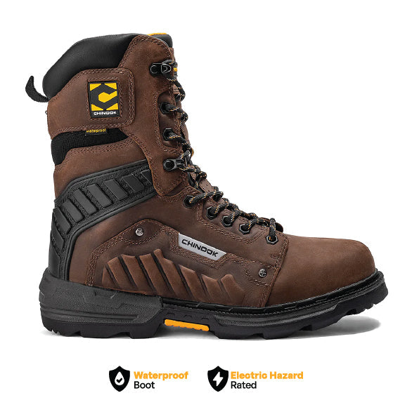 Scorpion 9” Plain Toe Waterproof Work Boot – Brown (by Chinook® Footwear)