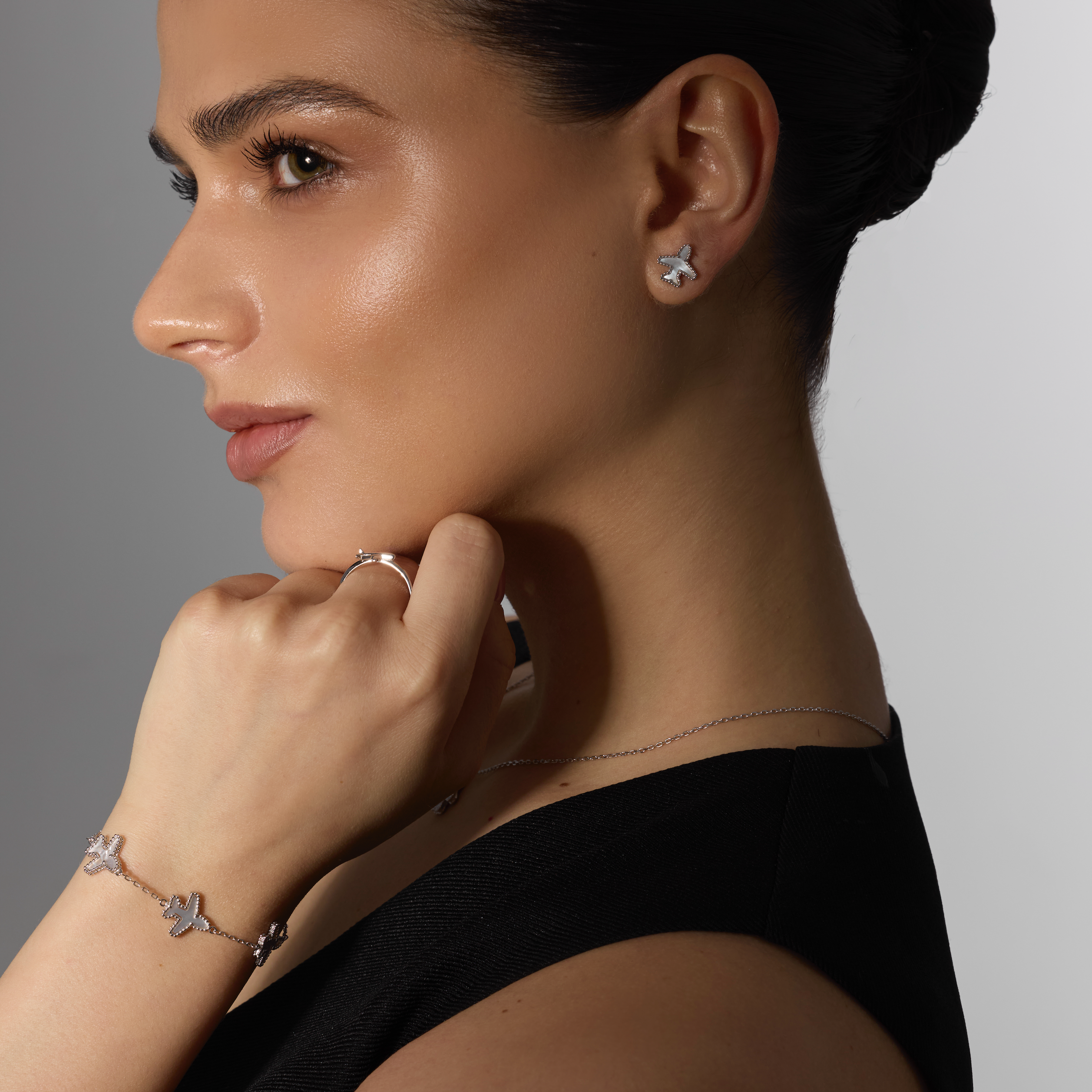 Skylight Silver Earrings by Flevel - aviation product photo 3