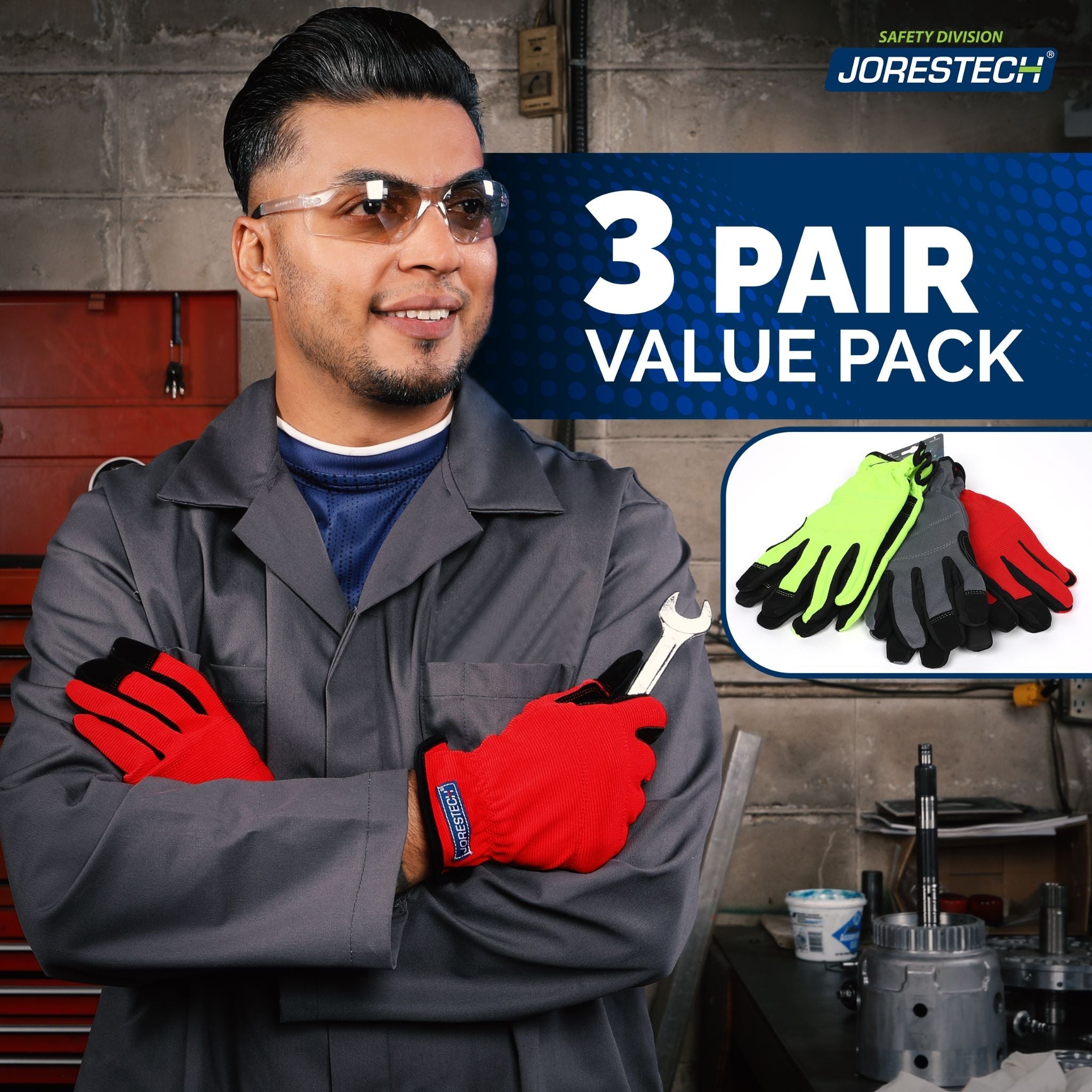 Touchscreen Safety Work Gloves – Pack of 3