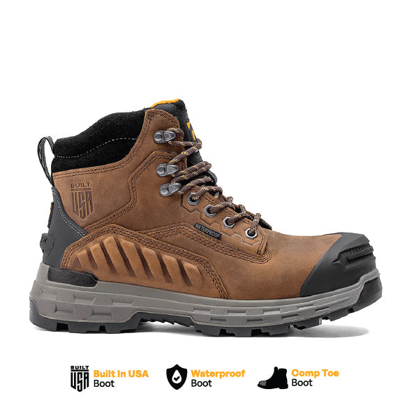 Wildwood 6” Waterproof Composite Toe Brown Boot - Made in USA (by Chinook® Footwear)