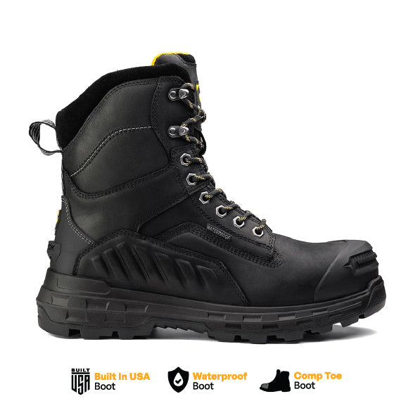 Wildwood 8” Waterproof Composite Toe Black Boot - Made in USA (by Chinook® Footwear)