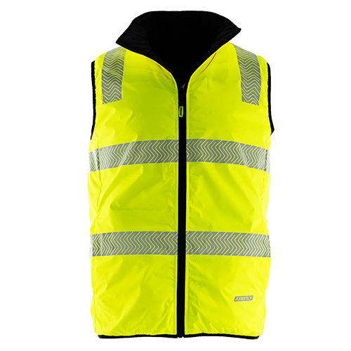 Hi Vis Reversible Insulated Safety Vest with Reflective Thermal Transfer Strips